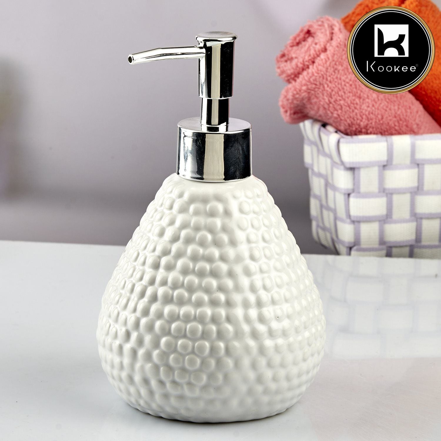 Kookee Ceramic Soap Dispensers, White, ART10607