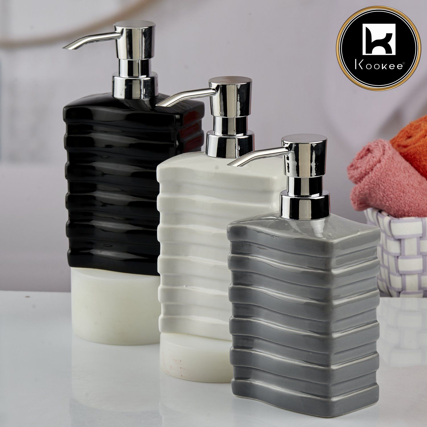 Ceramic Soap Dispenser for handwash for Bathroom, Black, (Set of 1) (10612)