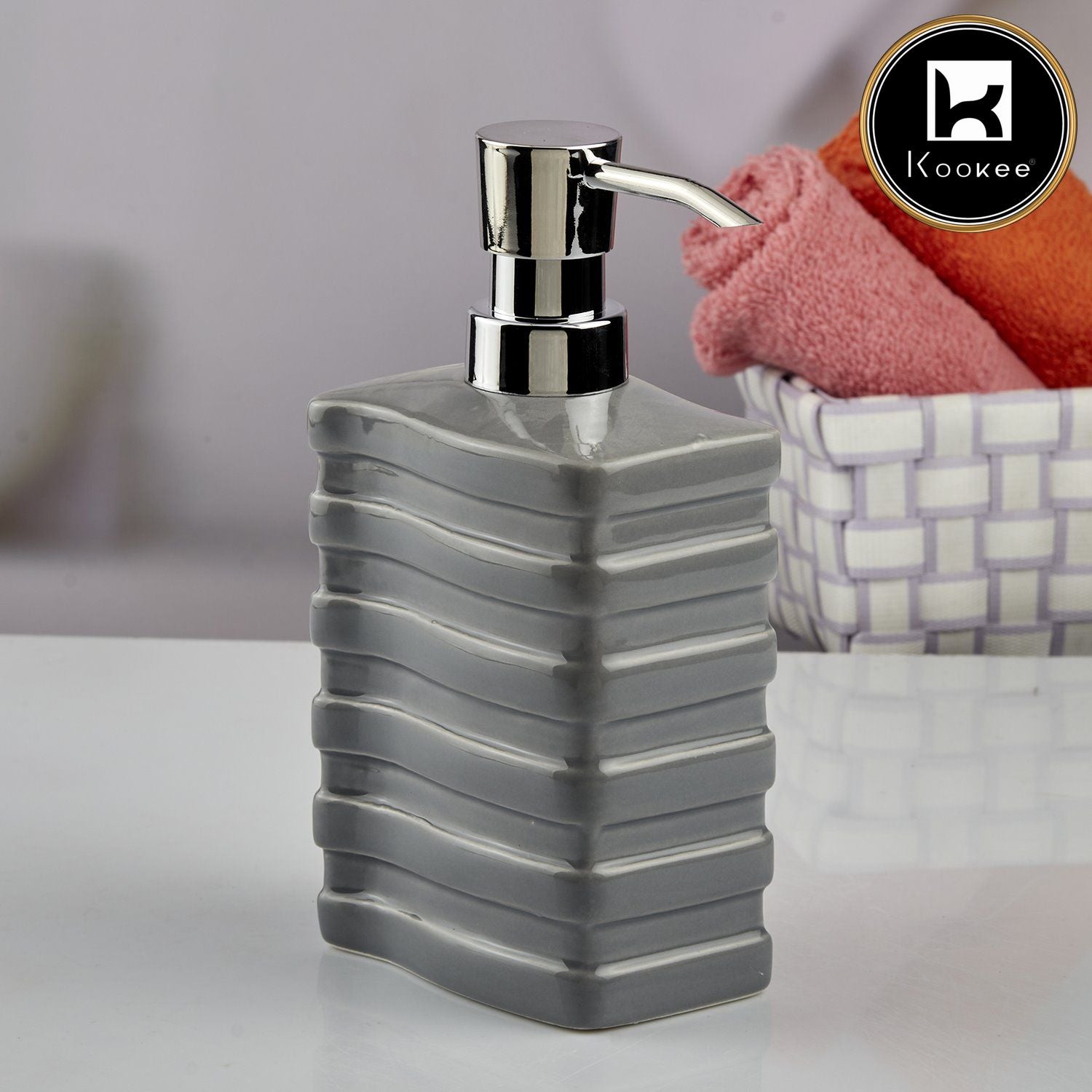Kookee Ceramic Soap Dispensers, Grey, ART10613