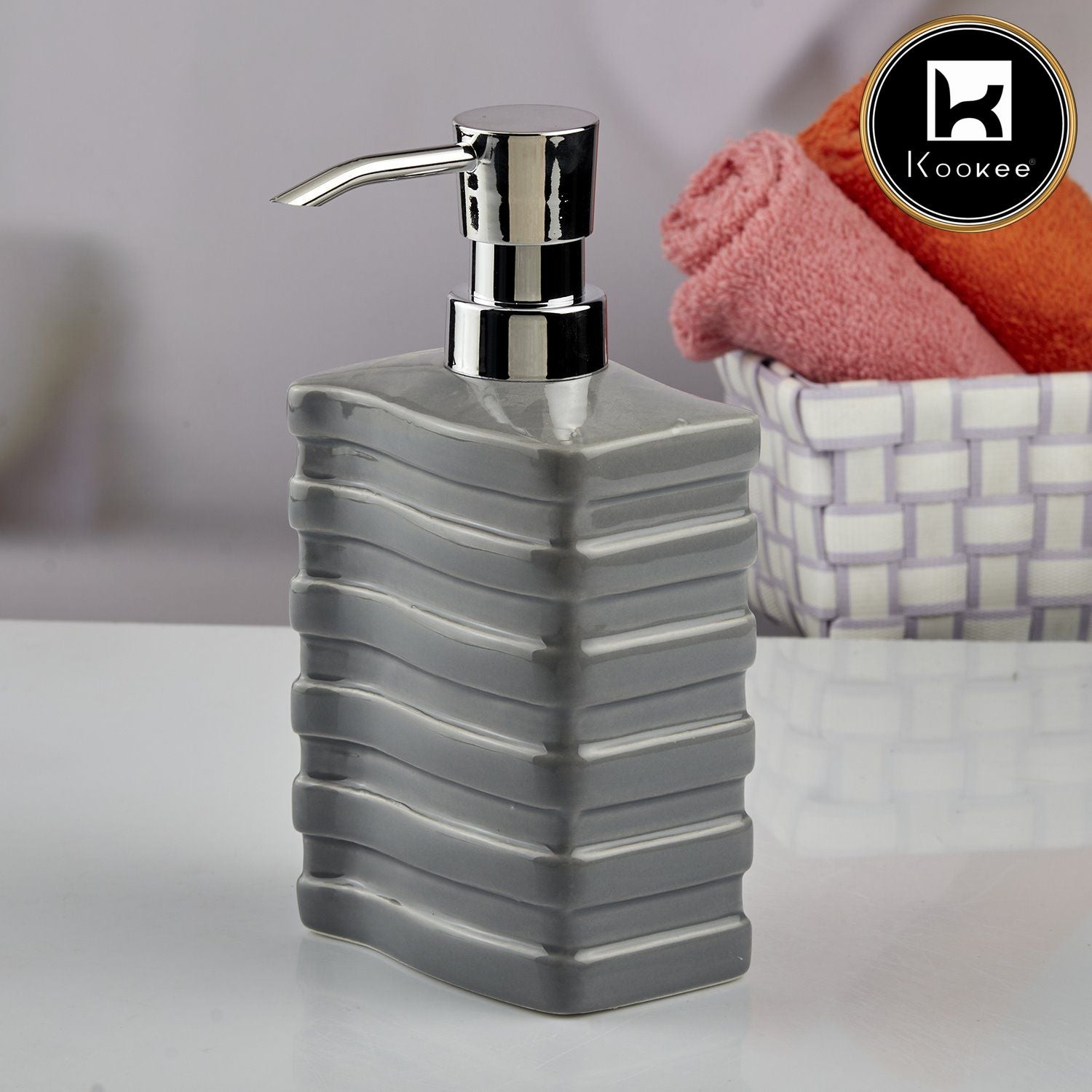 Kookee Ceramic Soap Dispensers, Grey, ART10613