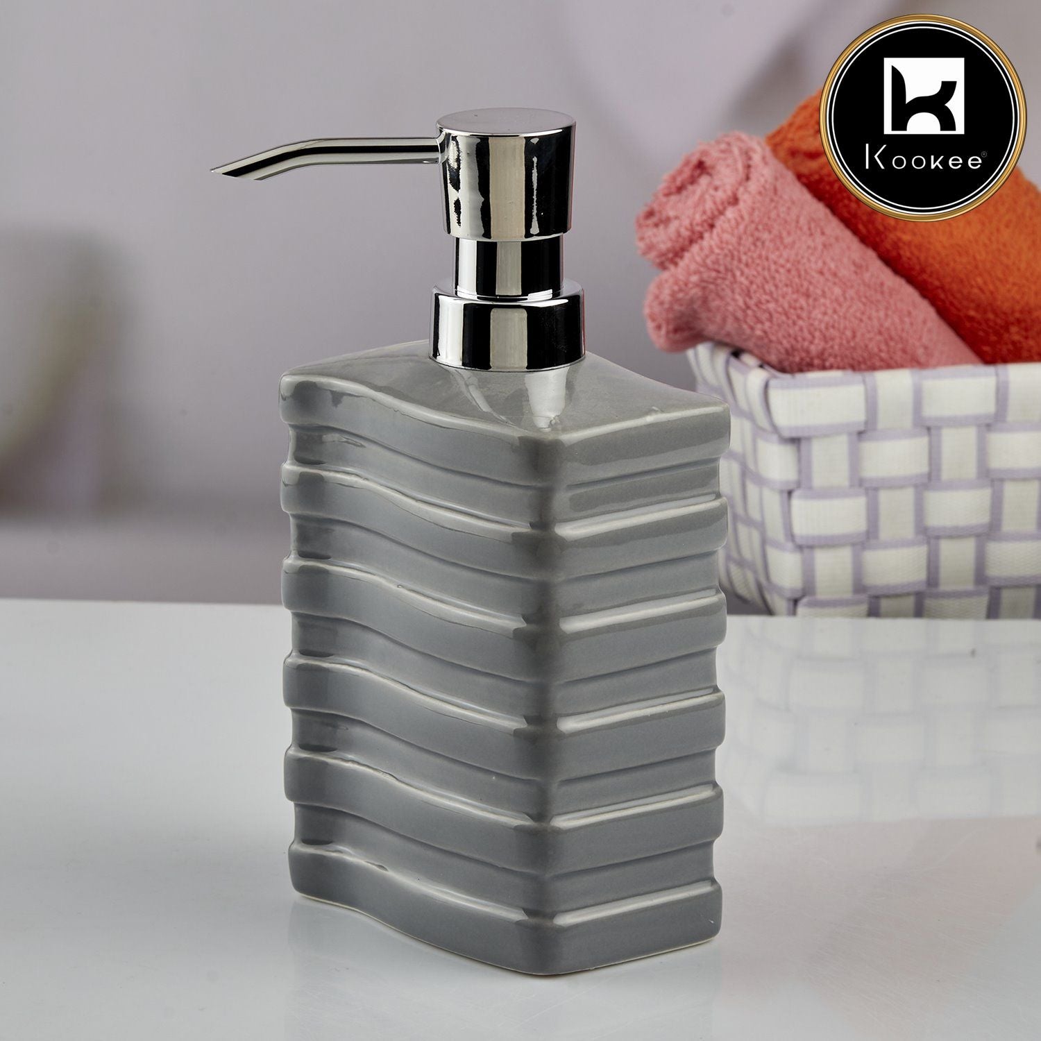 Kookee Ceramic Soap Dispensers, Grey, ART10613