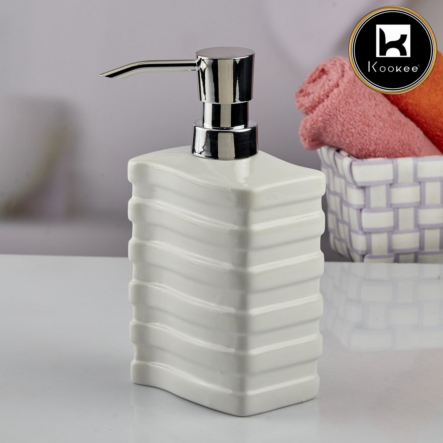Kookee Ceramic Soap Dispensers, White, ART10614
