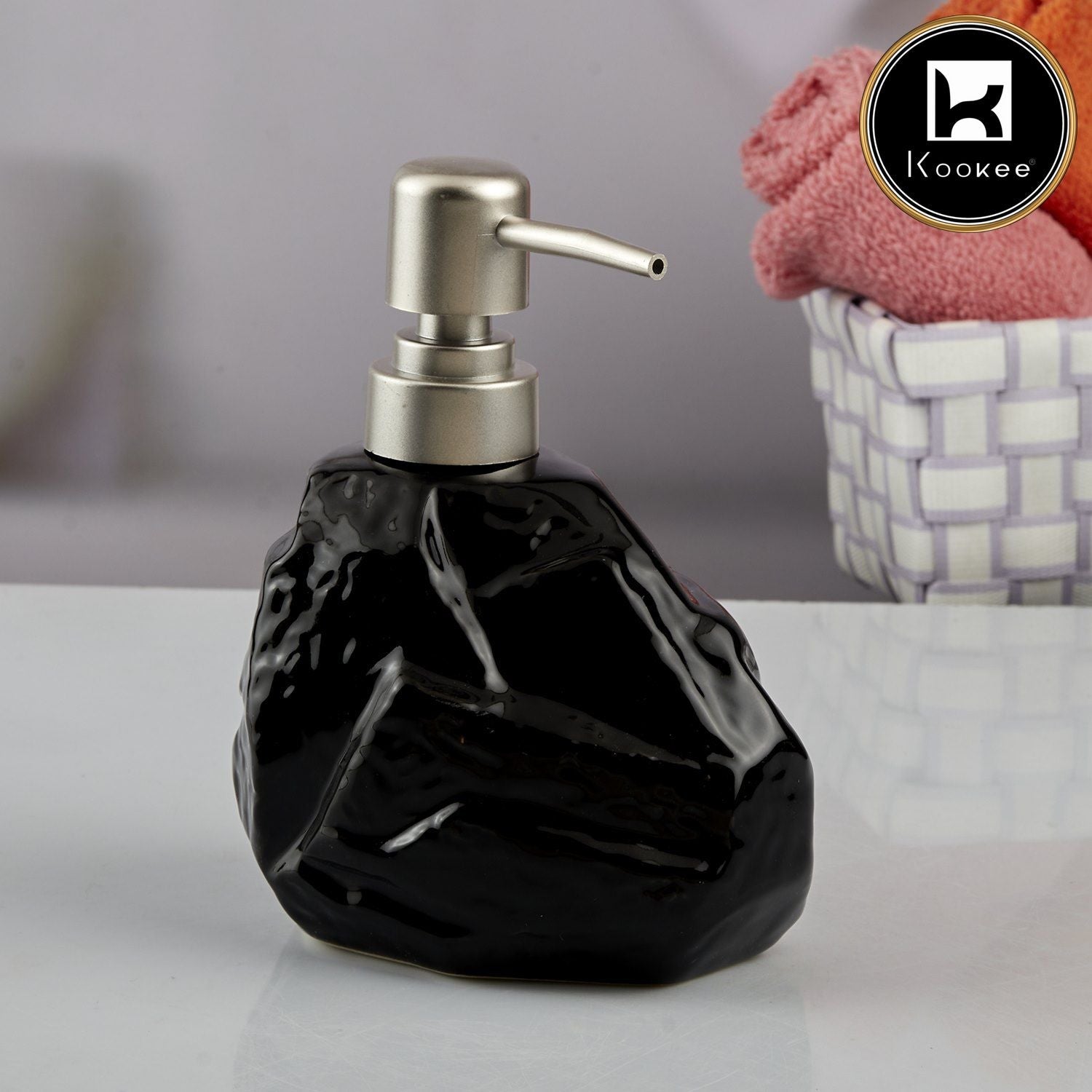 Ceramic Soap Dispenser for handwash for Bathroom, Black (V-CSD-014-1)