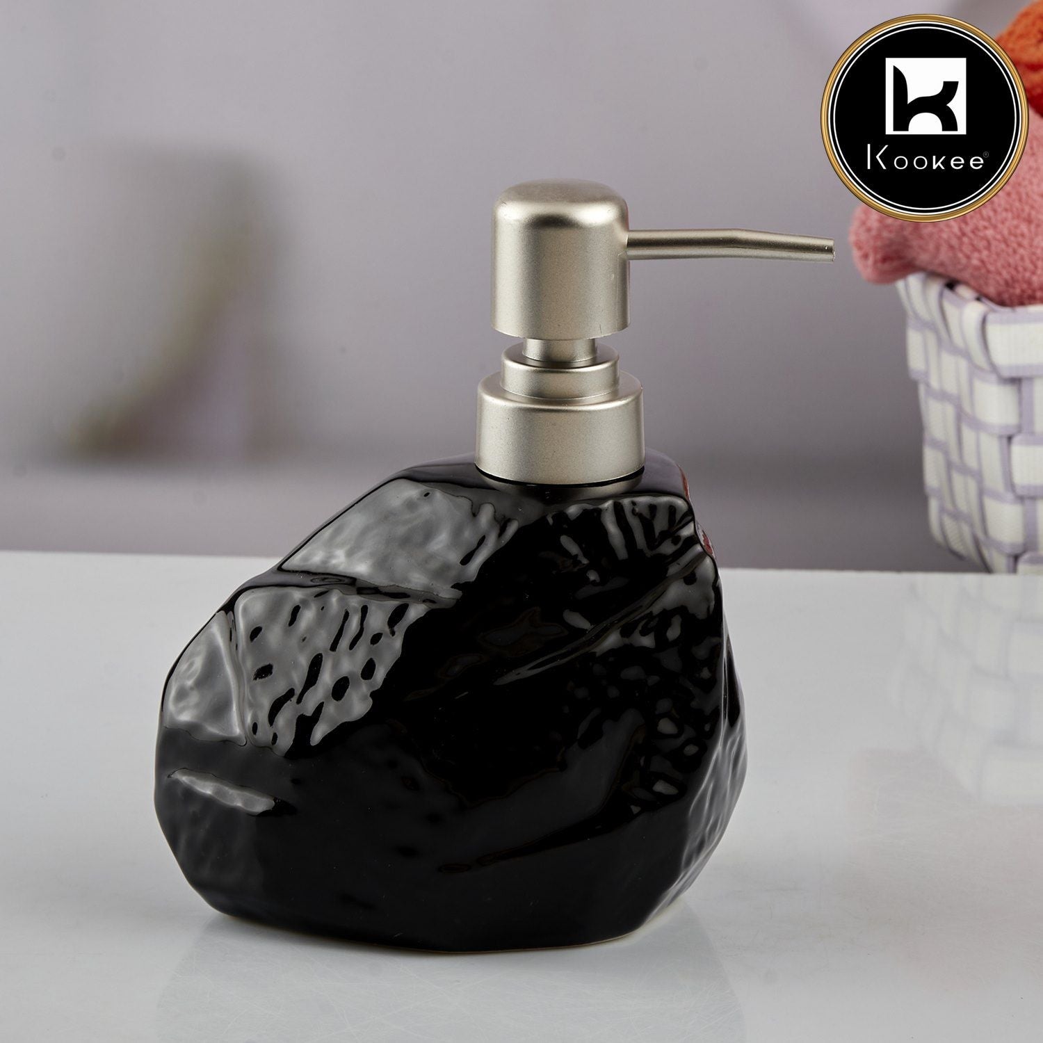 Ceramic Soap Dispenser for handwash for Bathroom, Black (Set of 1) (10617)