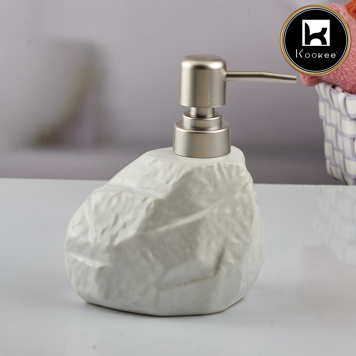Ceramic Soap Dispenser for handwash for Bathroom, Black/White (Set of 2) (10510)
