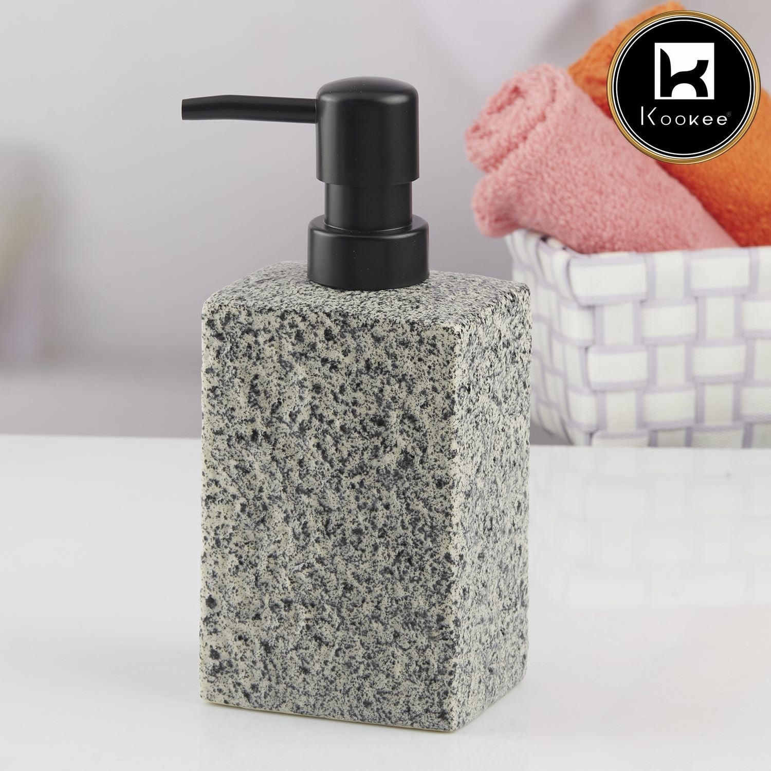 Ceramic Soap Dispenser for handwash for Bathroom, Grey, (Set of 1) (10622)