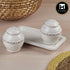 Ceramic Salt and Pepper Shakers Set with tray for Dining Table (10657)