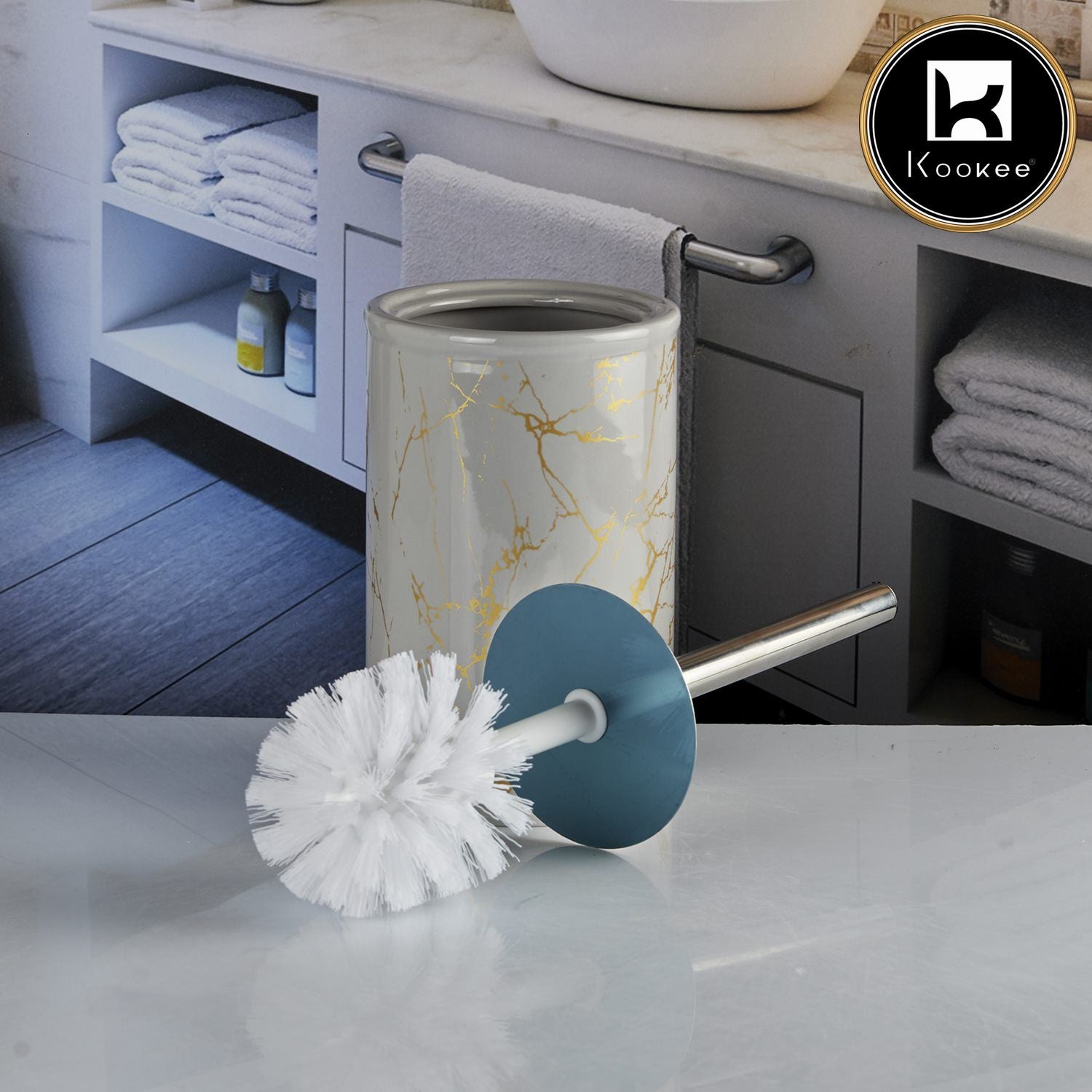 Kookee Ceramic Toilet Brush Holders, Grey, ART10671