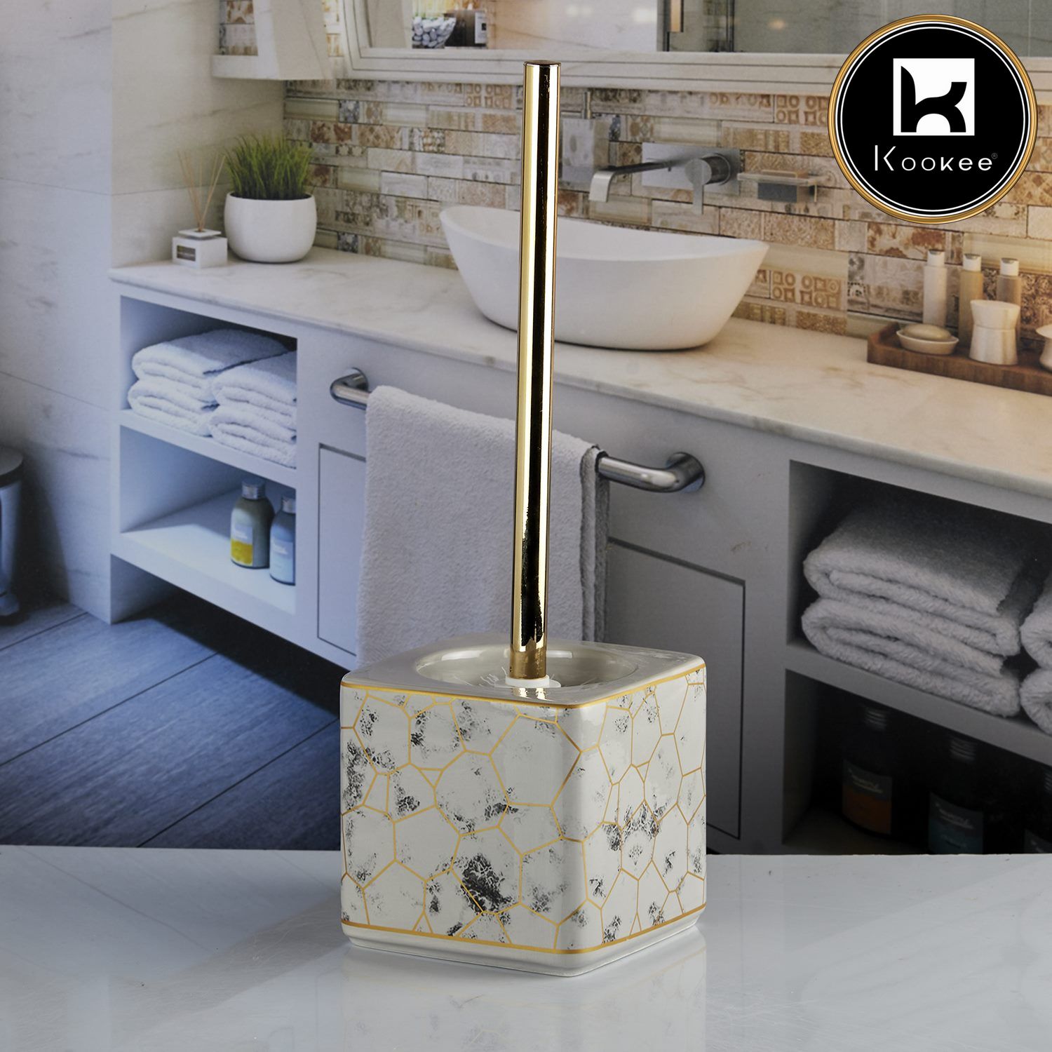 Ceramic Toilet Brush Holder for Bathroom (10675)