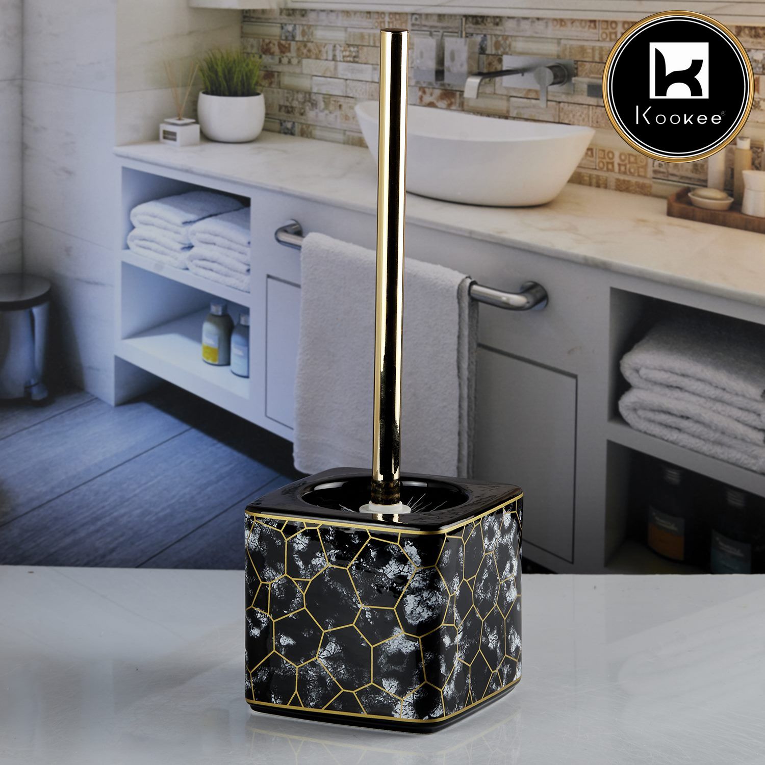 Ceramic Toilet Brush Holder for Bathroom (V-CTB-003-1)