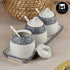 Ceramic Condiment Jars and Containers Set of 3 with Tray and Spoon for Kitchen (10678)