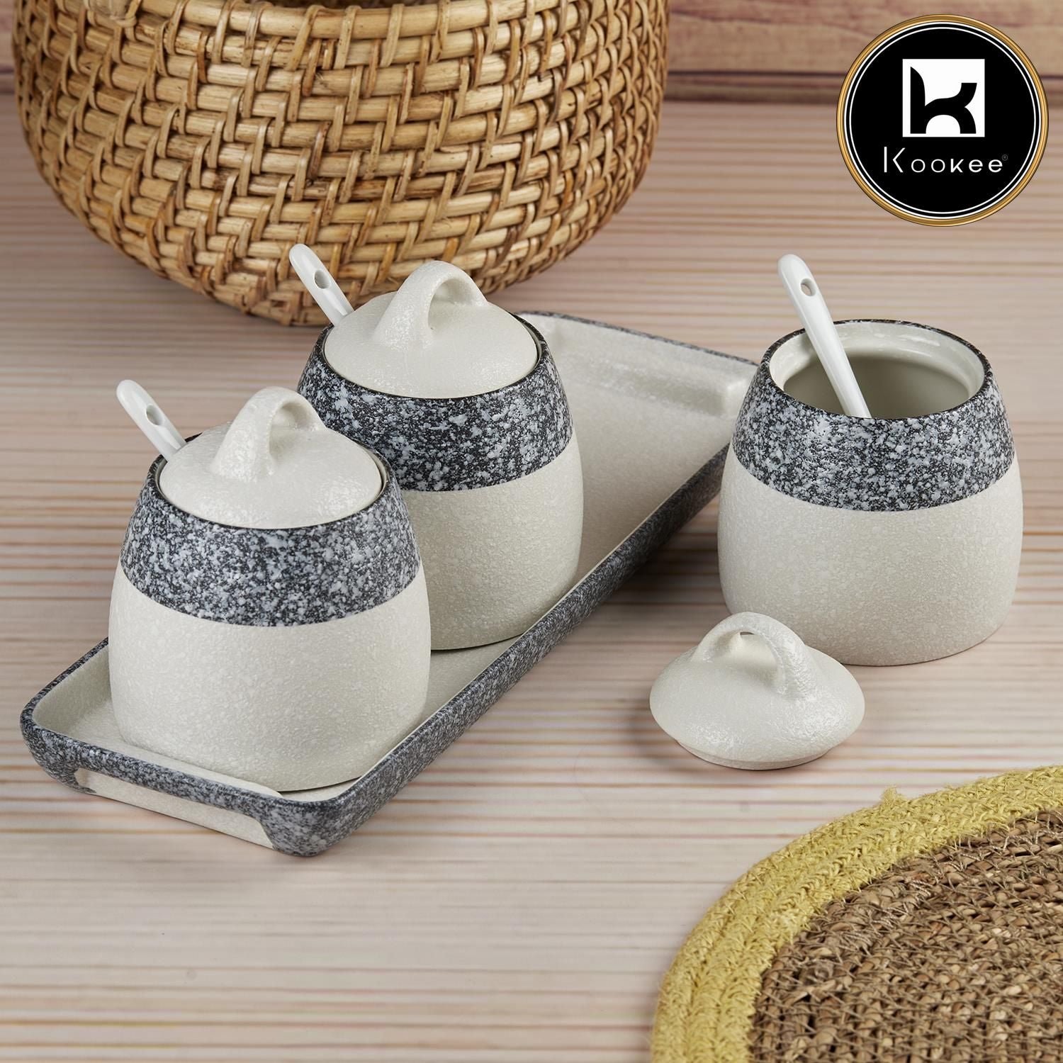 Kookee Condiment Jars, Grey, ART10678