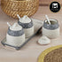 Ceramic Condiment Jars and Containers Set of 3 with Tray and Spoon for Kitchen (10678)