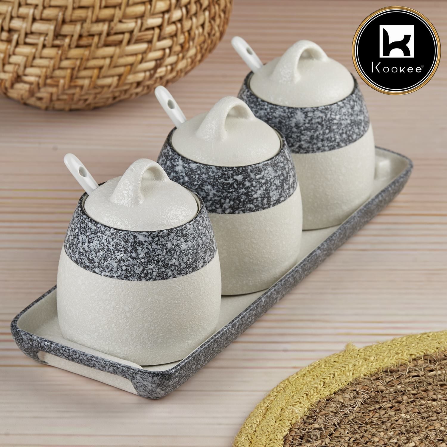 Kookee Condiment Jars, Grey, ART10678