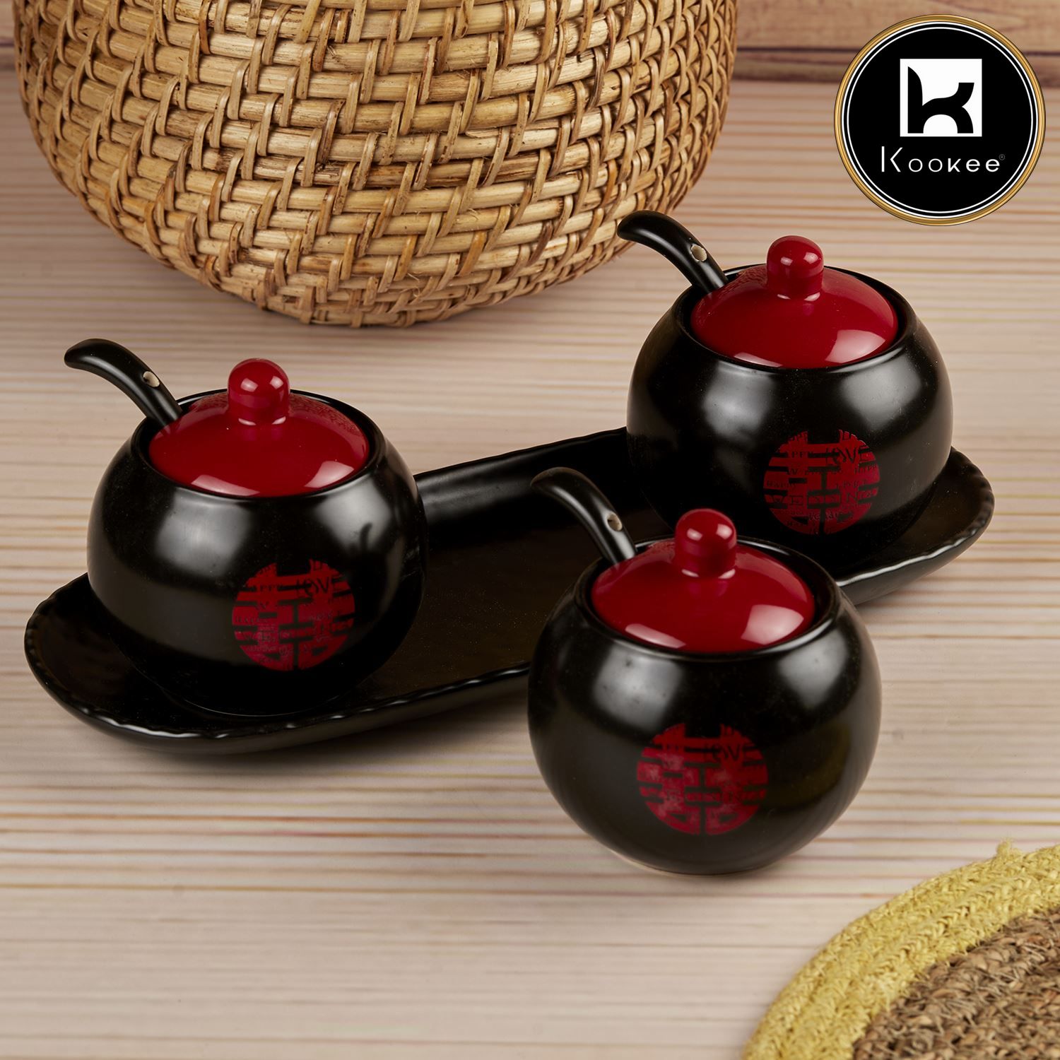 Kookee Condiment Jars, Black, ART10680