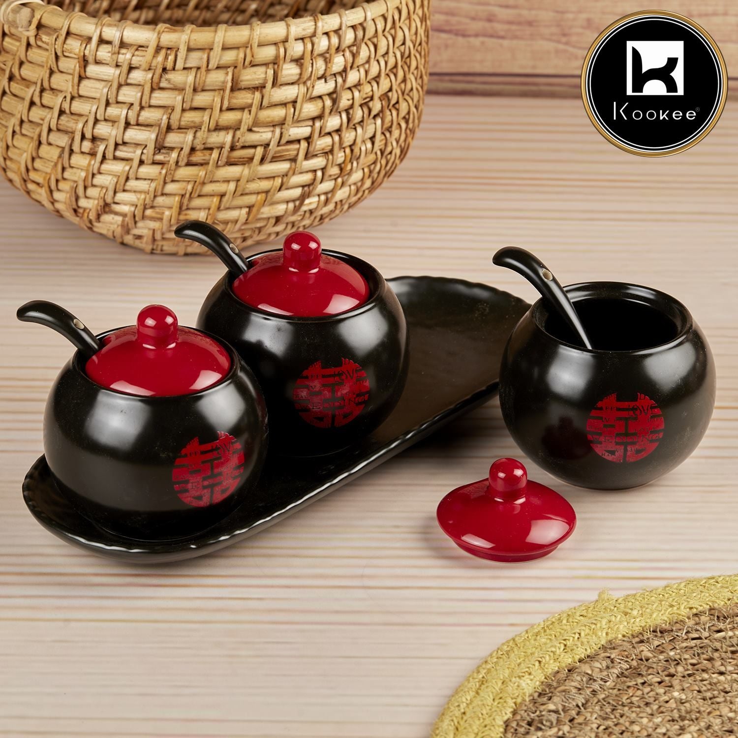 Kookee Condiment Jars, Black, ART10680
