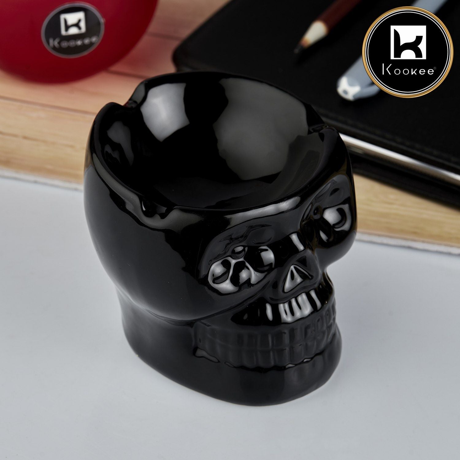 Kookee Ceramic Ashtrays, Black, ART10683