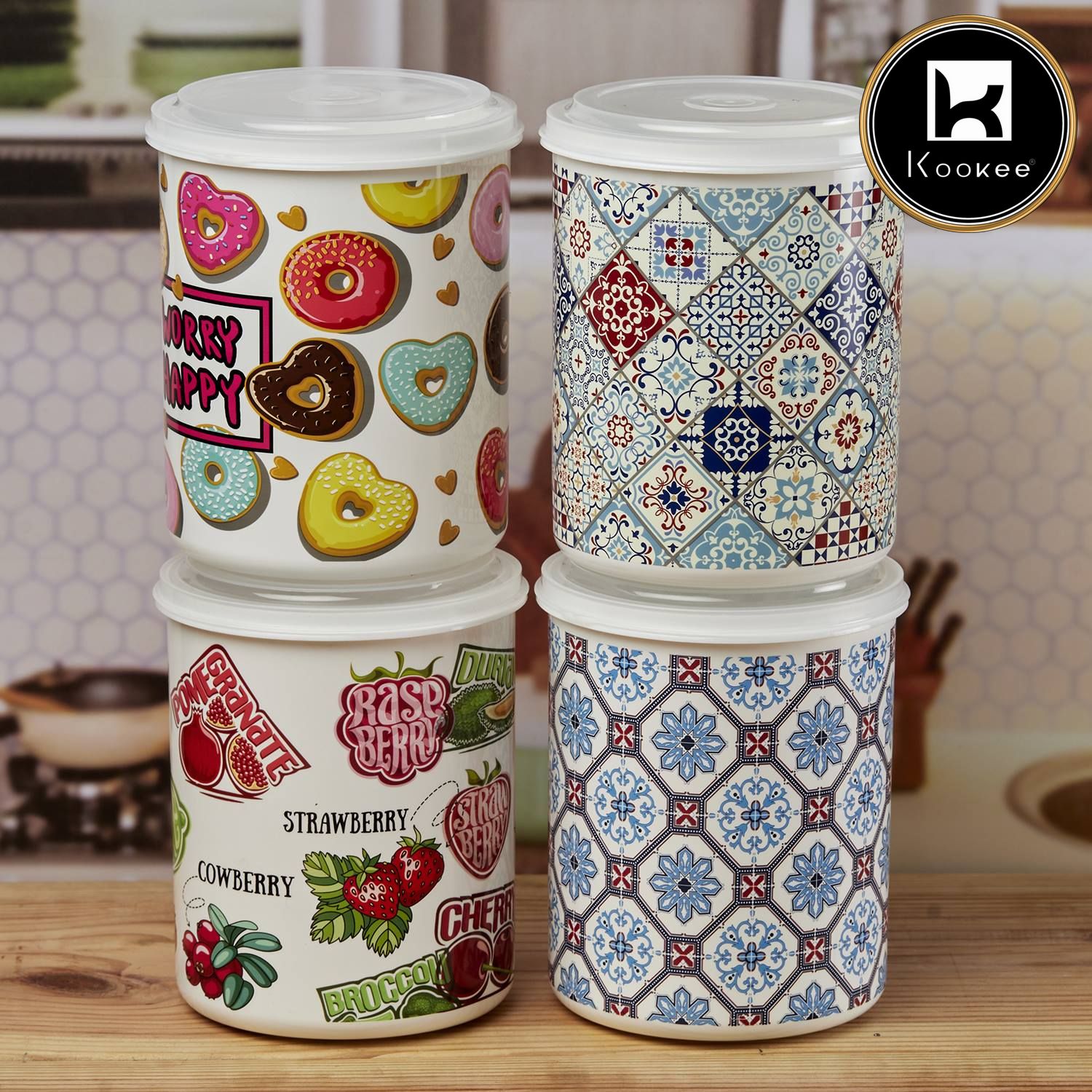 Kookee Plastic Containers, Multi, ART10687