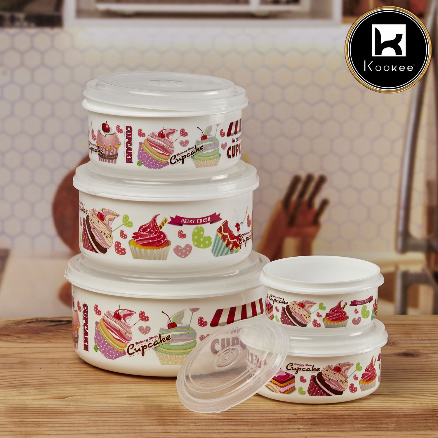 Plastic Airtight Container with Lid, Set of 4, Round (10693)