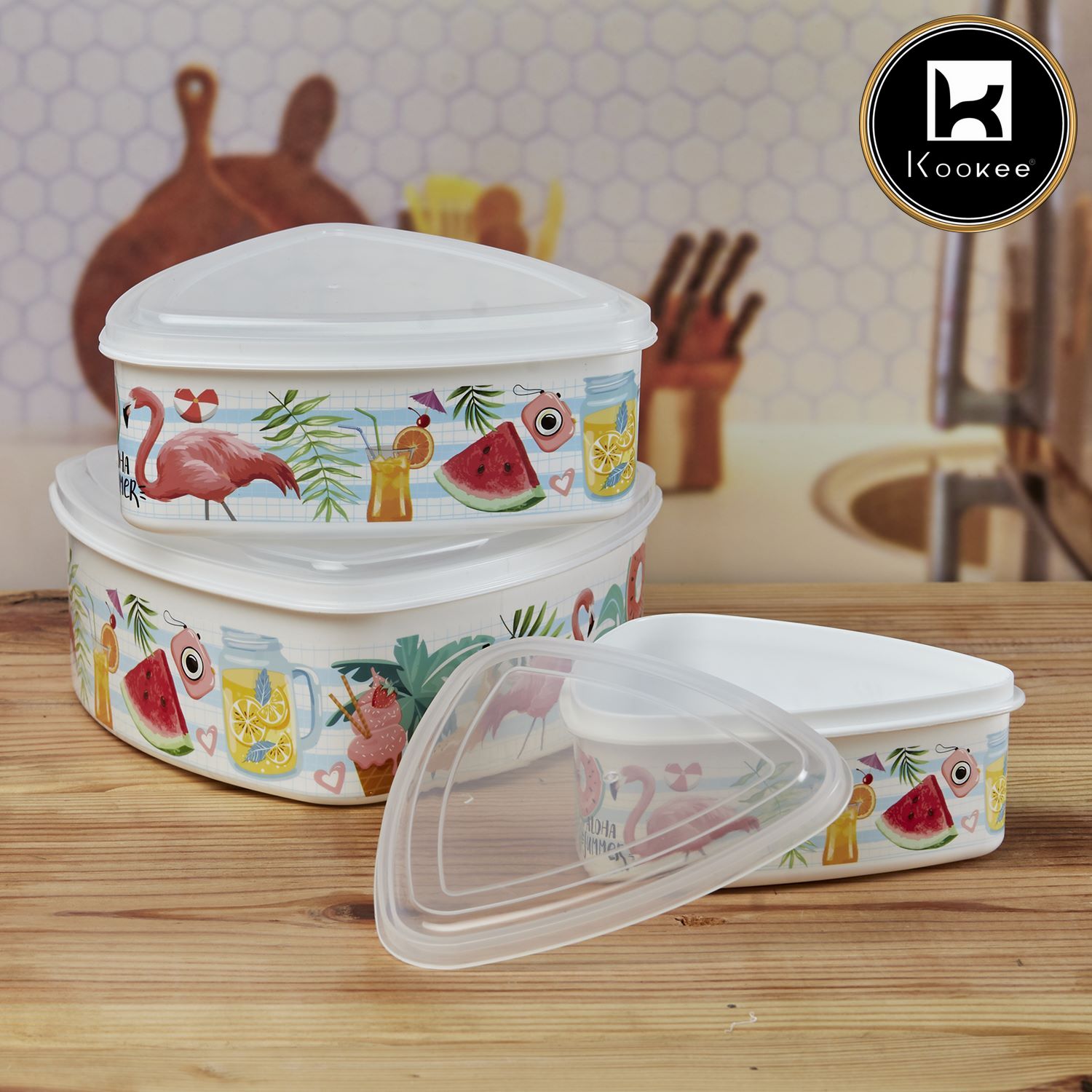 Plastic Containers for Storage | Plastic Airtight Container with Lid, Set of 3, Triangle (10694)