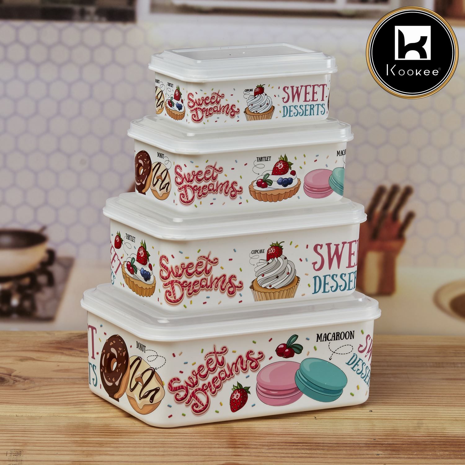 Kookee Plastic Containers, Multi, ART10698