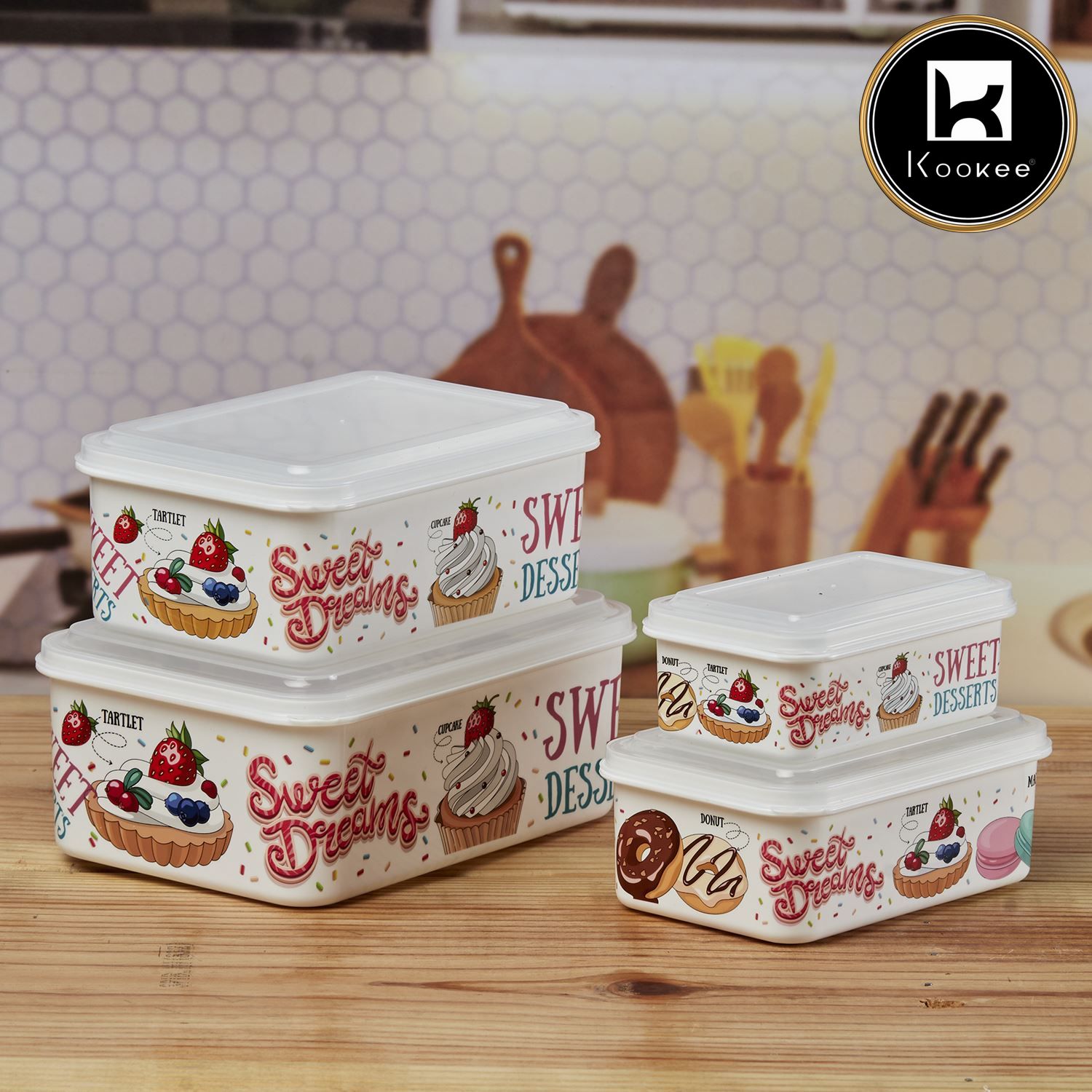 Kookee Plastic Containers, Multi, ART10698