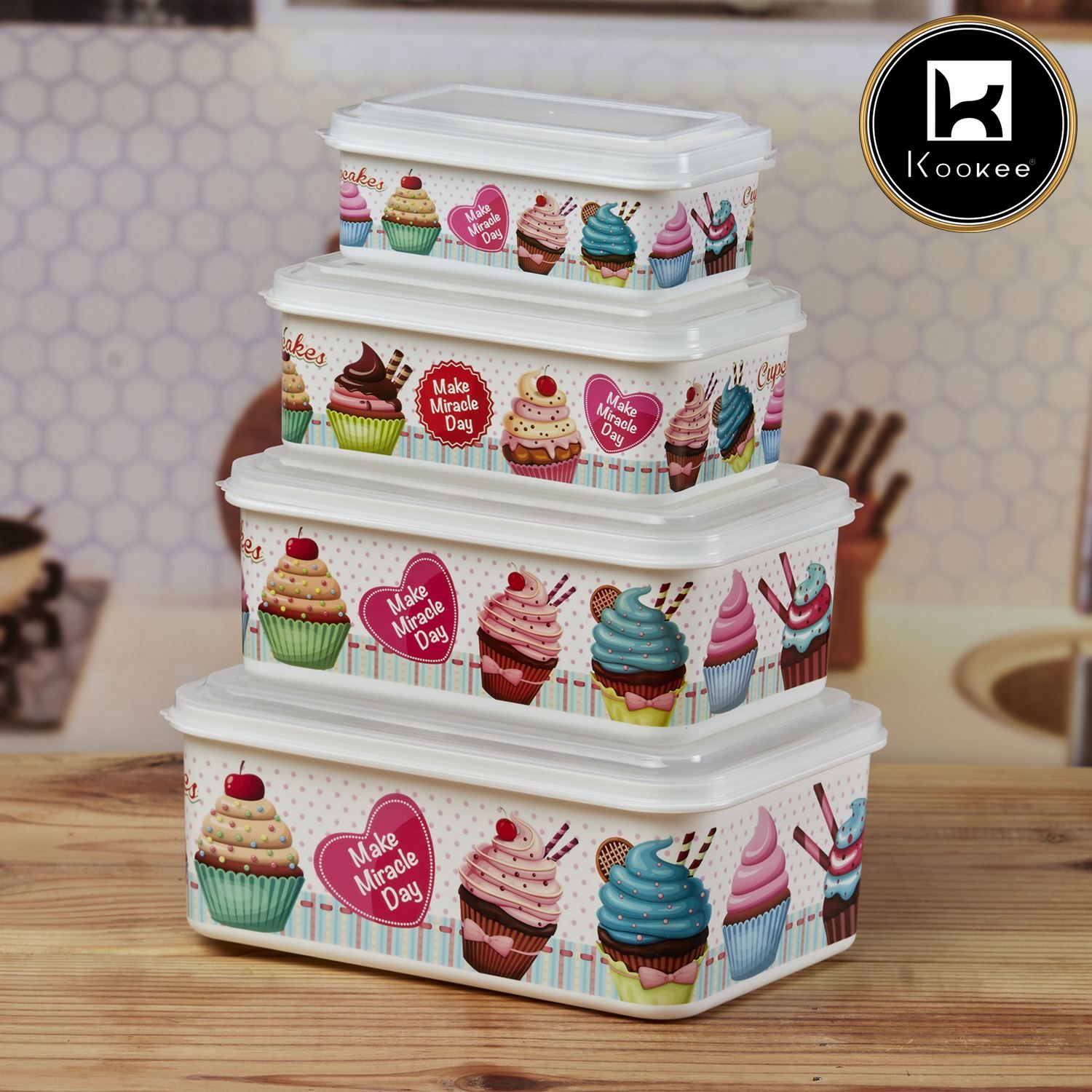 Kookee Plastic Containers, Multi, ART10699