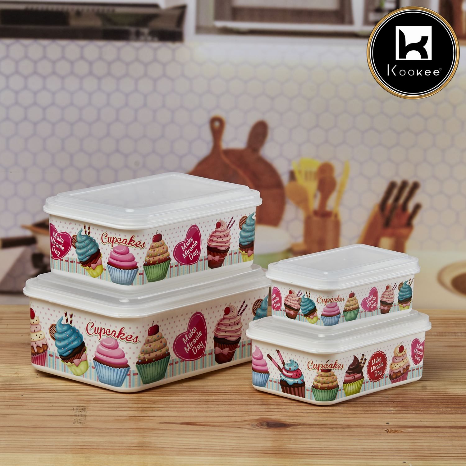 Kookee Plastic Containers, Multi, ART10699