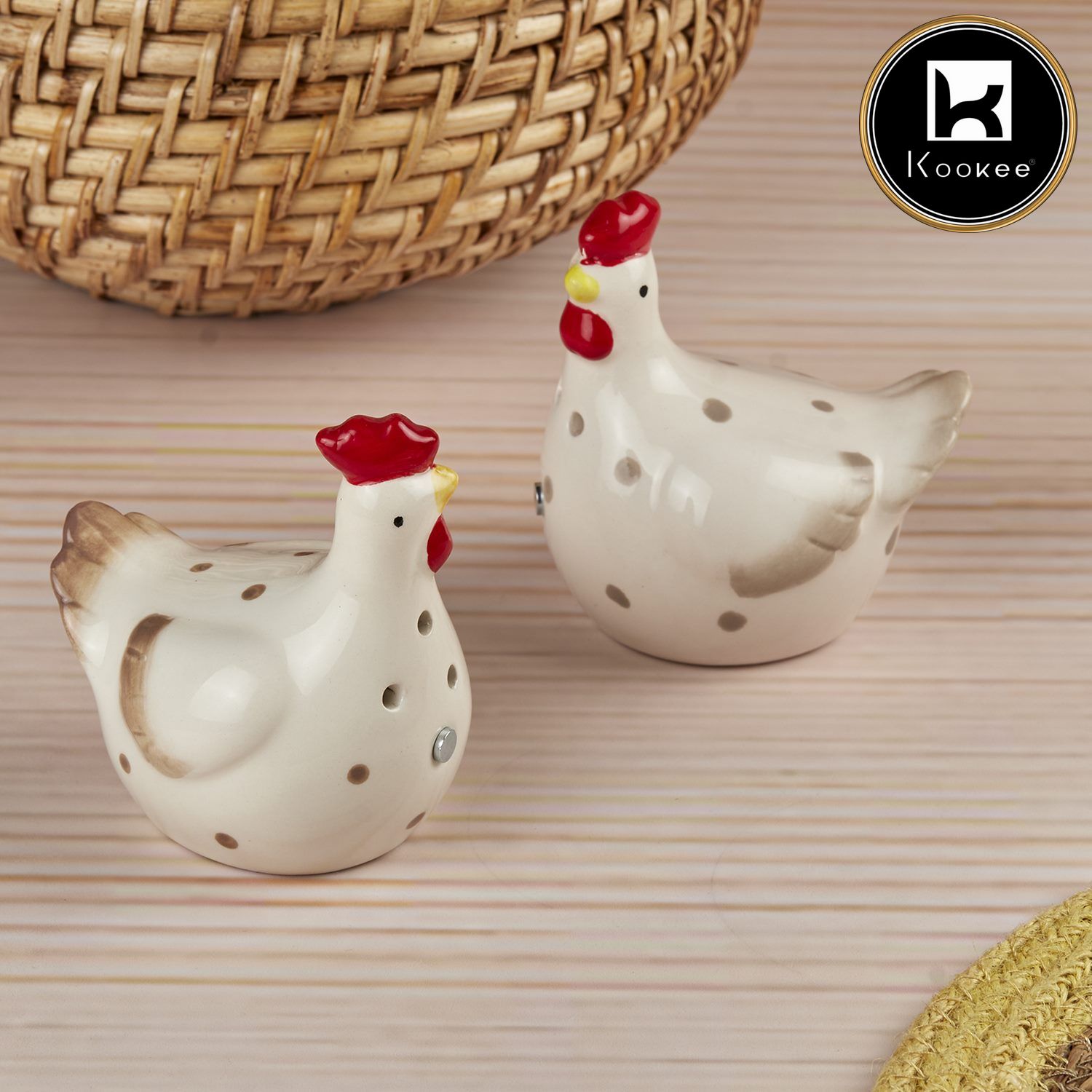 Ceramic Salt and Pepper Shakers Set with tray for Dining Table (10701)