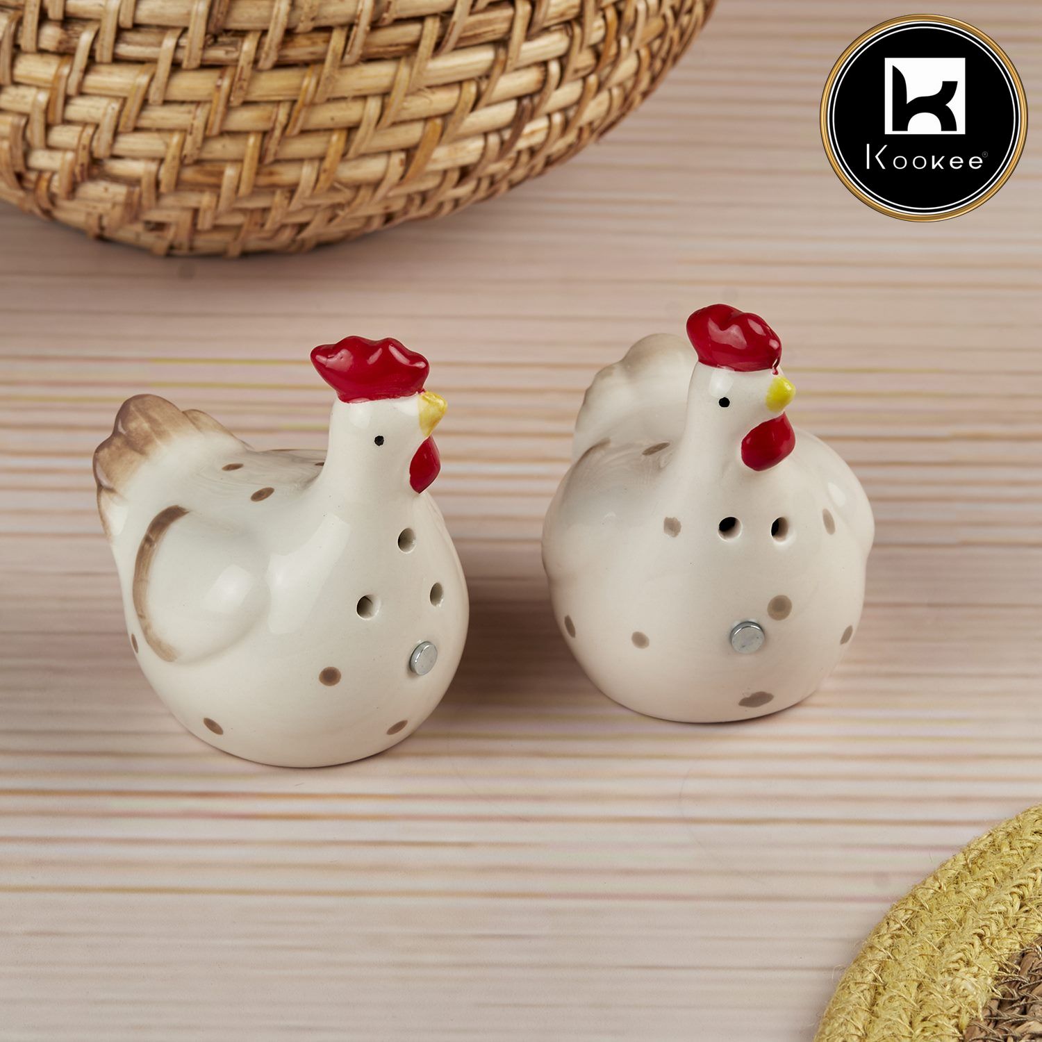 Ceramic Salt and Pepper Shakers Set with tray for Dining Table (V-SALT-003-1)
