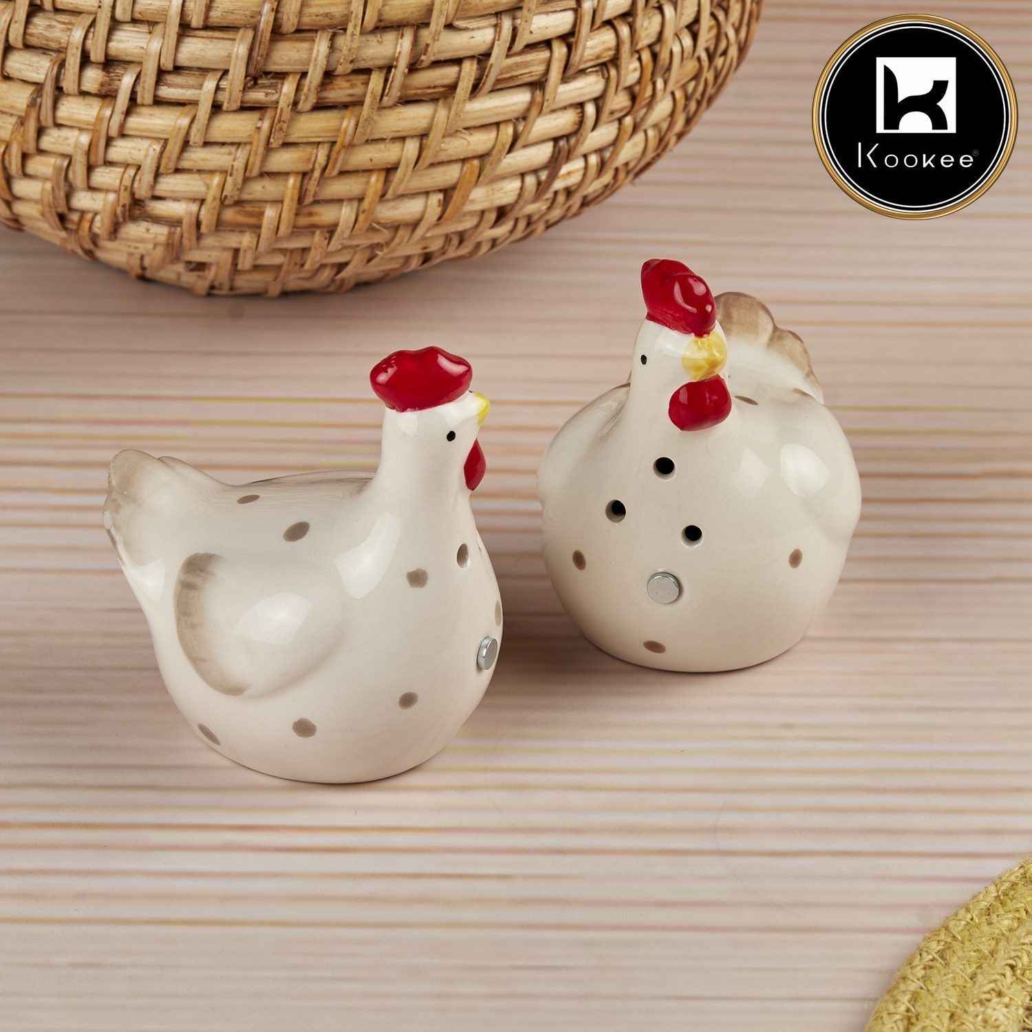Ceramic Salt and Pepper Shakers Set with tray for Dining Table (V-SALT-003-1)