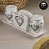 Ceramic Salt and Pepper Shakers Set with tray for Dining Table (10710)