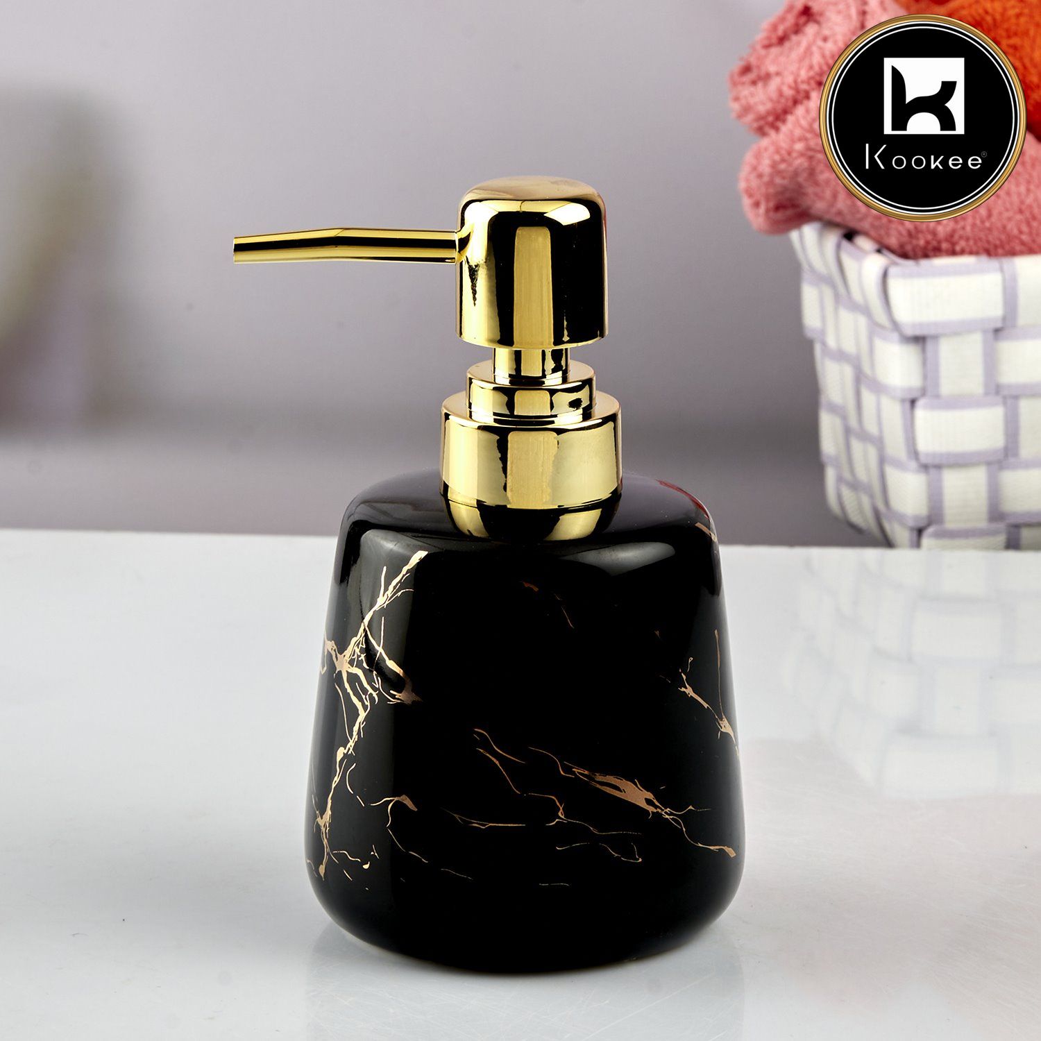 Ceramic Soap Dispenser for handwash for Bathroom, Black (V-CSD-044)
