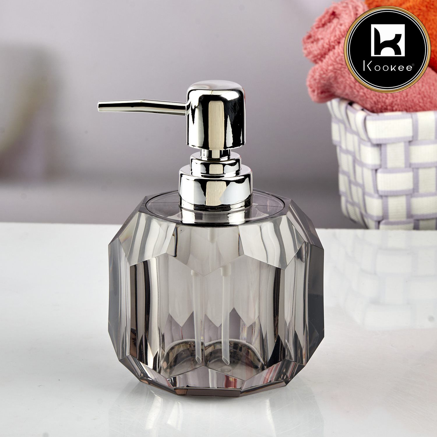 Kookee Acrylic Soap Dispensers, Grey, ART10731