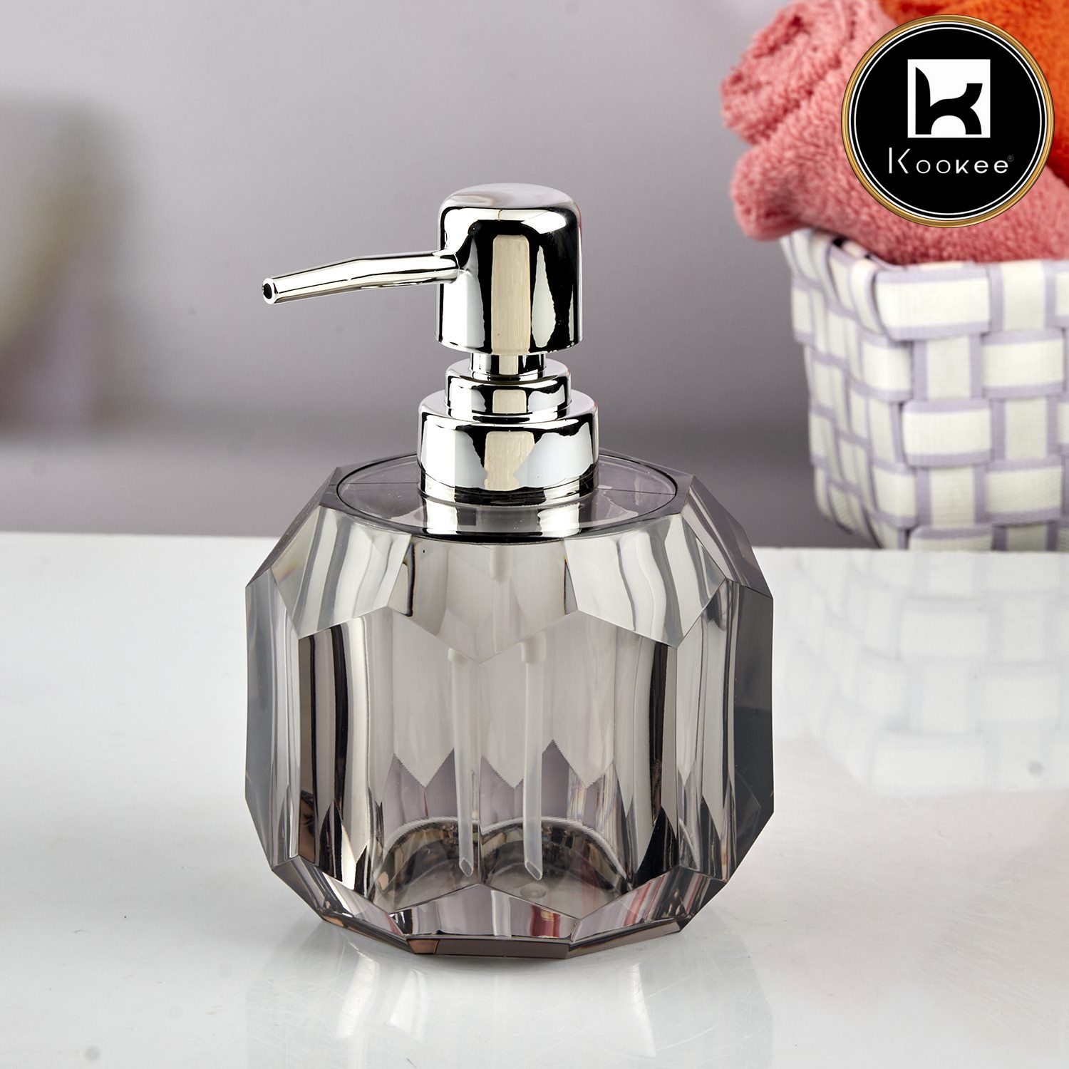 Kookee Acrylic Soap Dispensers, Grey, ART10731