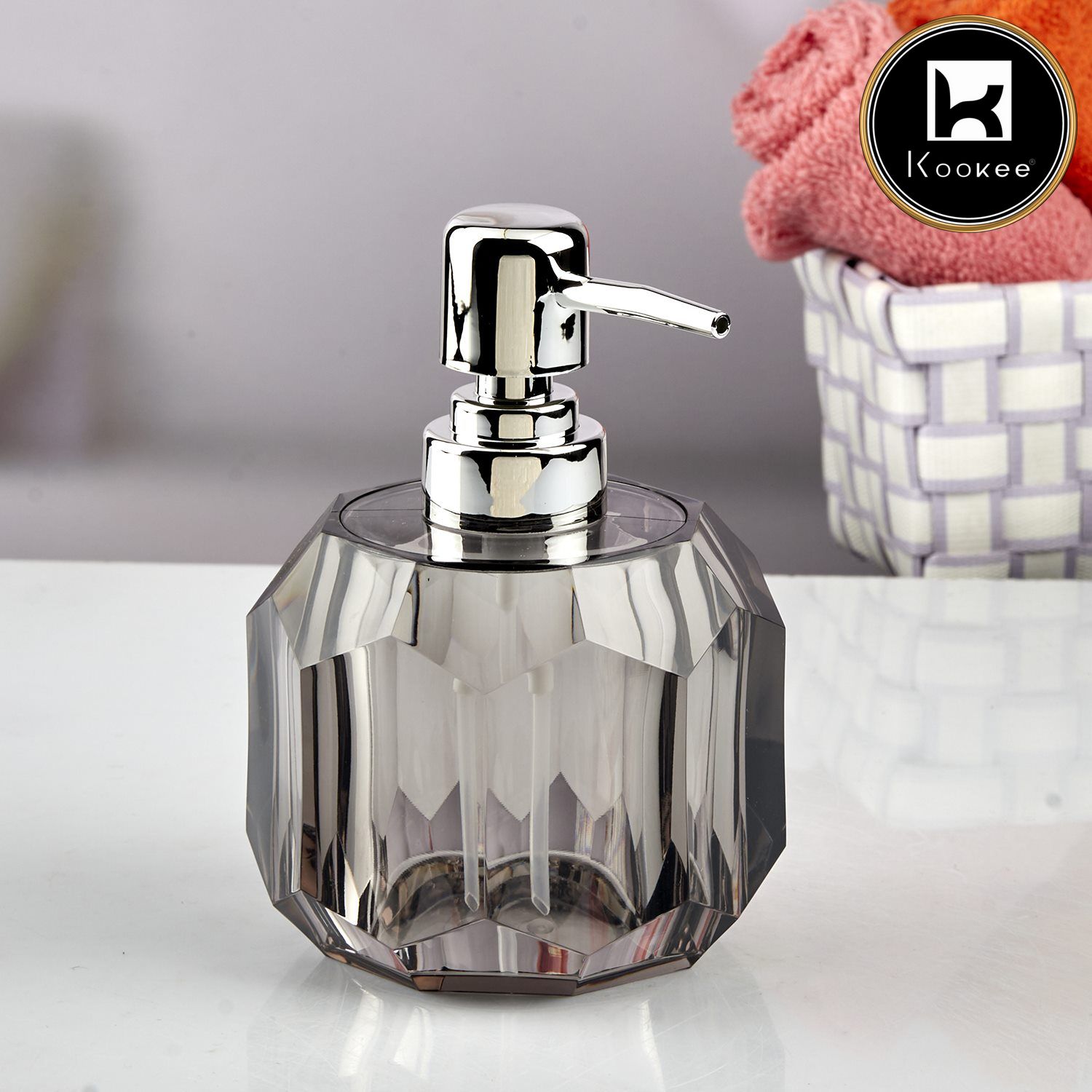 Kookee Acrylic Soap Dispensers, Grey, ART10731