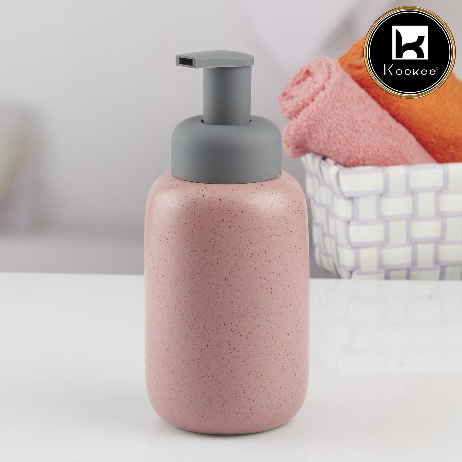 Ceramic Soap Dispenser for handwash for Bathroom, Pink, (Set of 1) (10733)