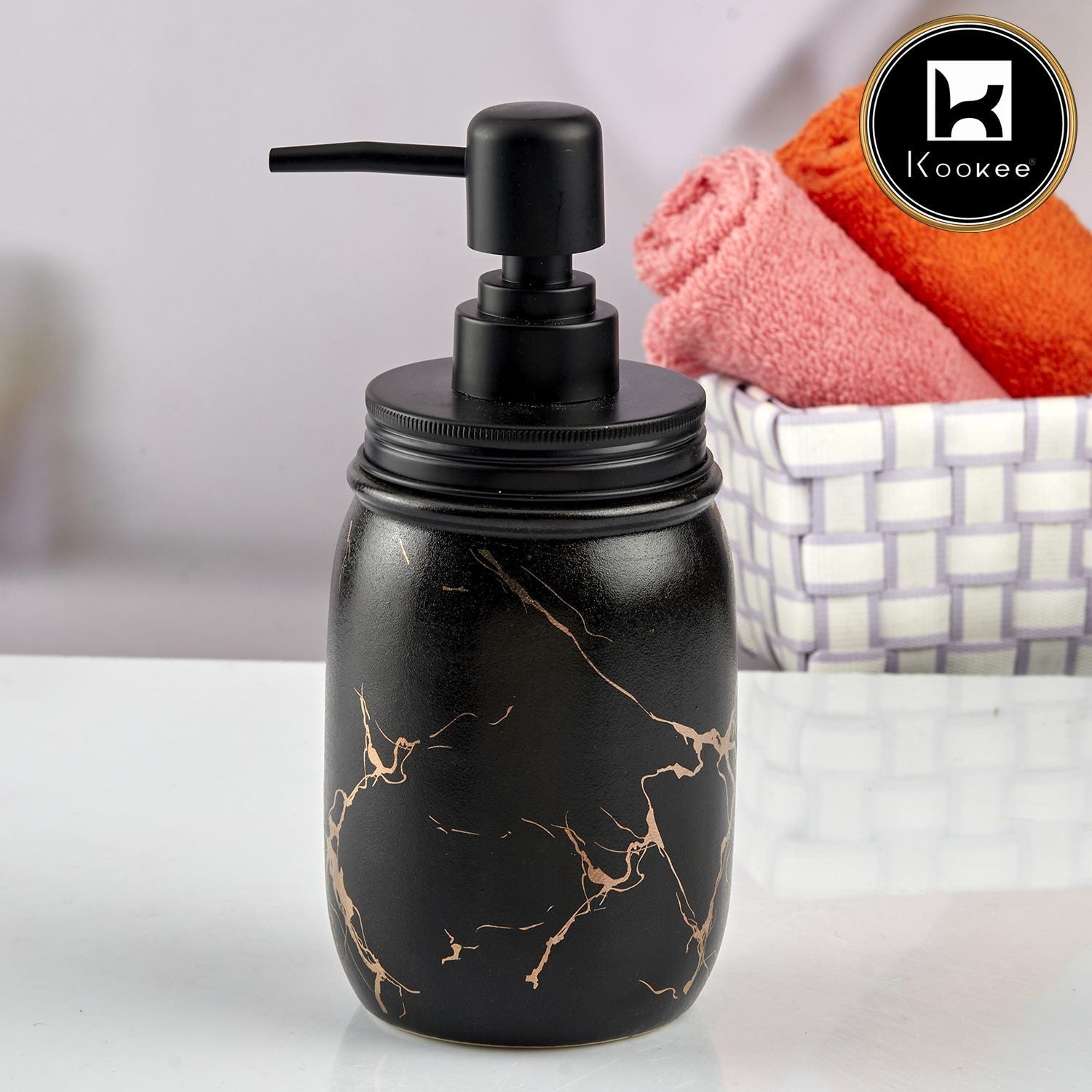 Ceramic Soap Dispenser for handwash for Bathroom, Black (V-CSD-049)