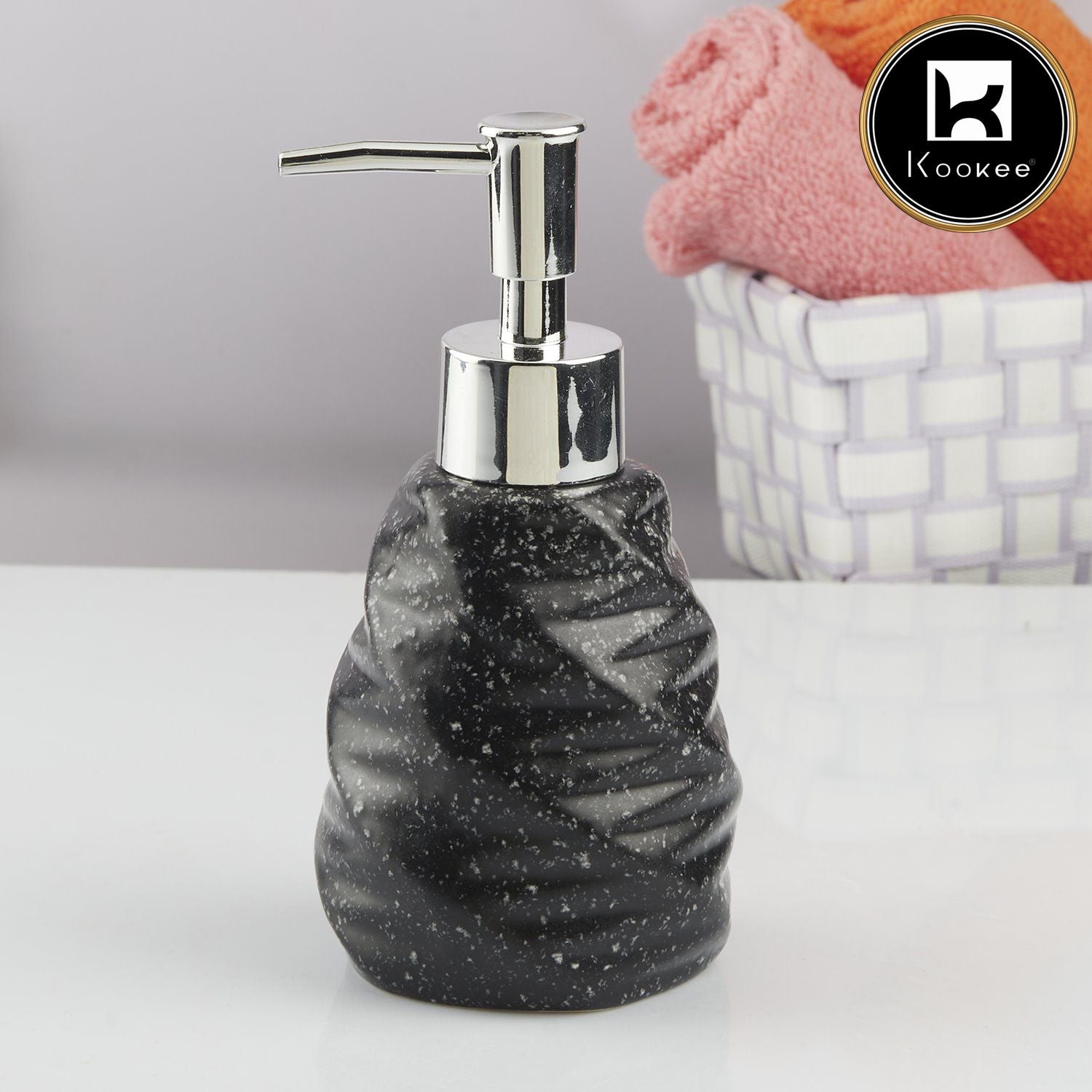 Ceramic Soap Dispenser for handwash for Bathroom, Black, (Set of 1) (10737)