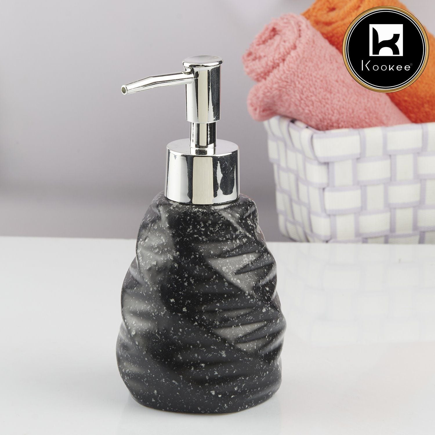 Ceramic Soap Dispenser for handwash for Bathroom, Black, (Set of 1) (10737)