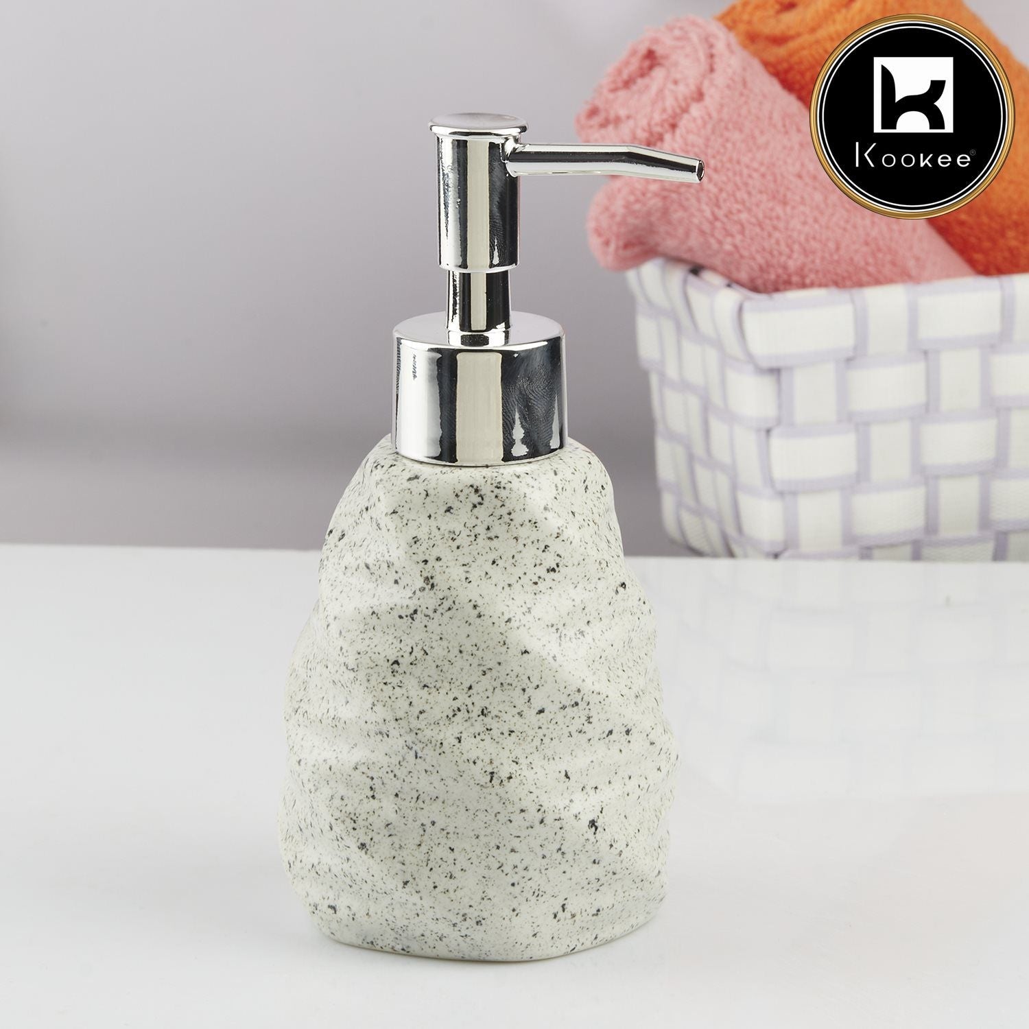 Ceramic Soap Dispenser for handwash for Bathroom, White (Set of 1) (10738)