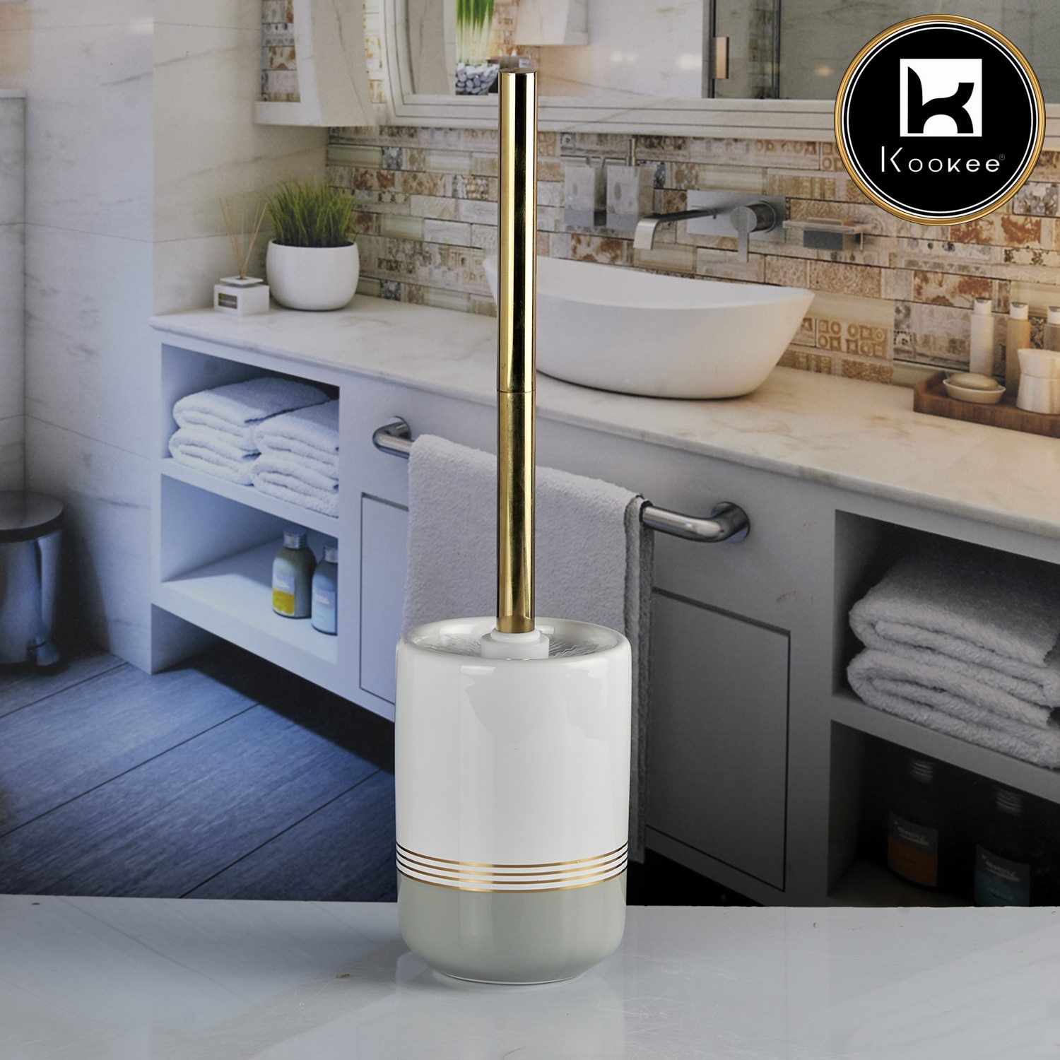 Ceramic Toilet Brush Holder for Bathroom (V-CTB-004-2)