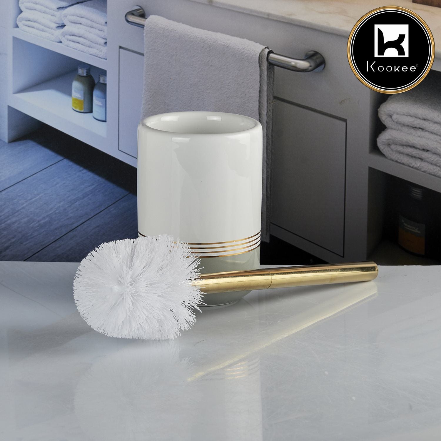 Kookee Ceramic Toilet Brush Holders, Grey, ART10740