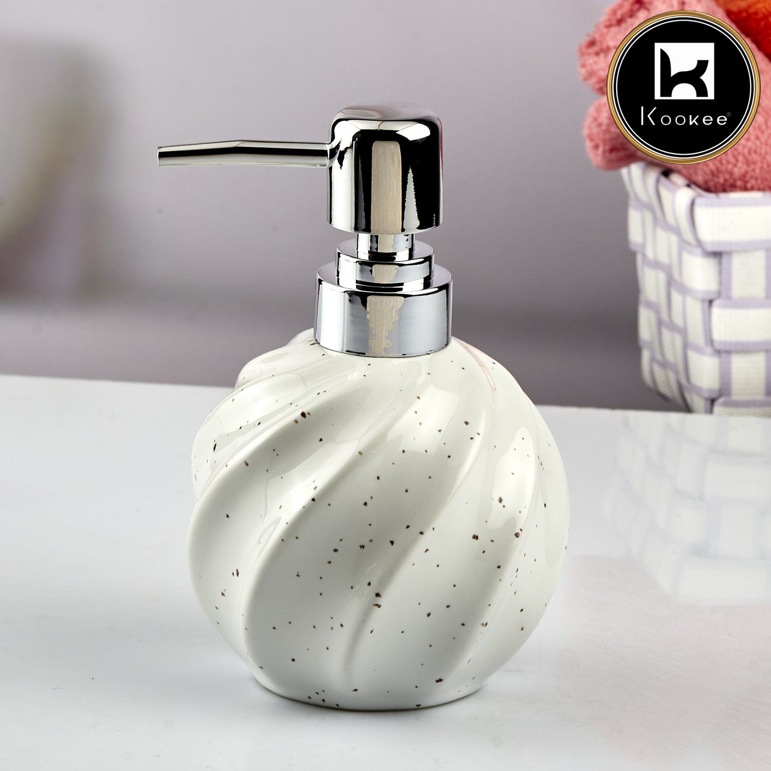 Ceramic Soap Dispenser for handwash for Bathroom, White, (Set of 1) (10741)