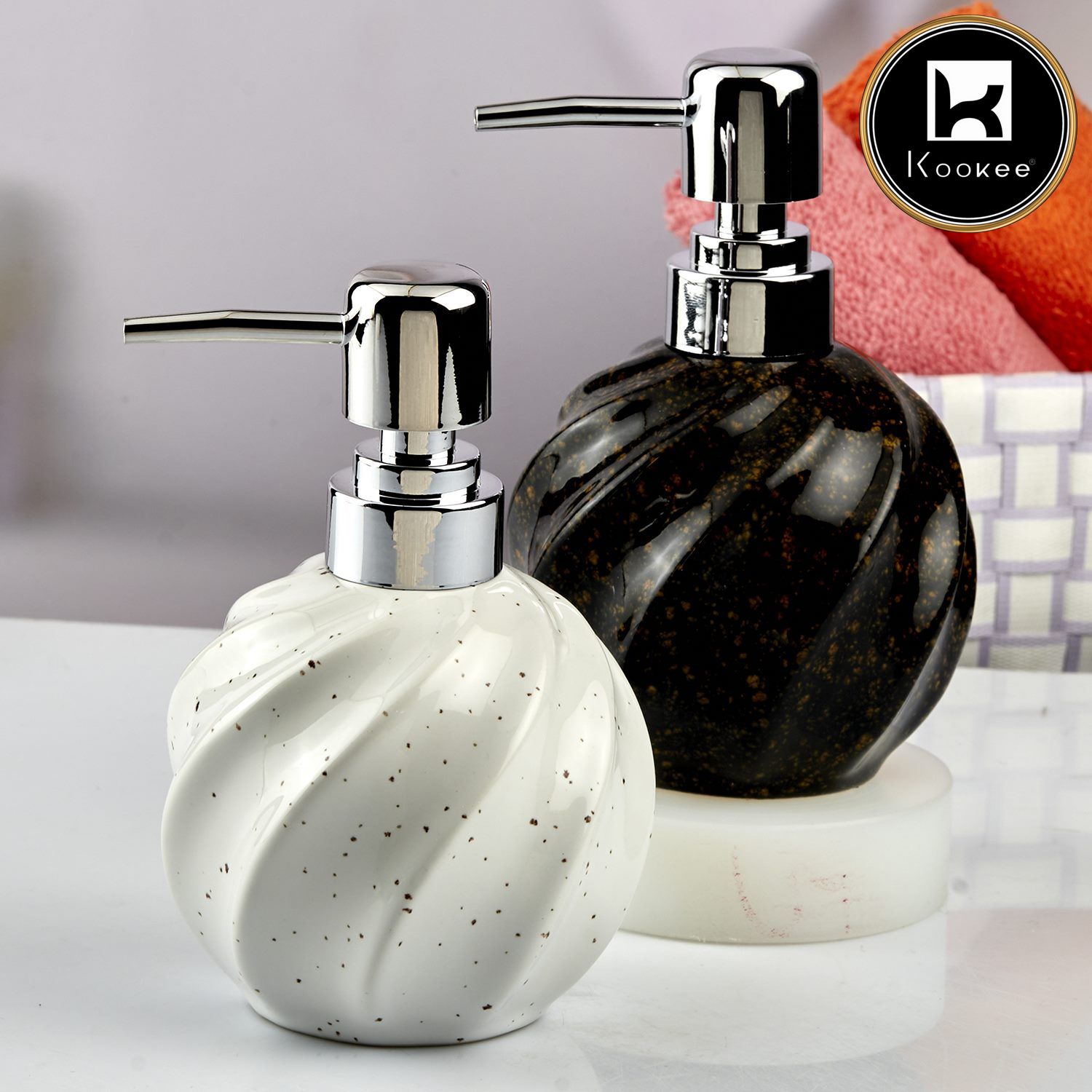 Kookee Ceramic Soap Dispensers, White, ART10741