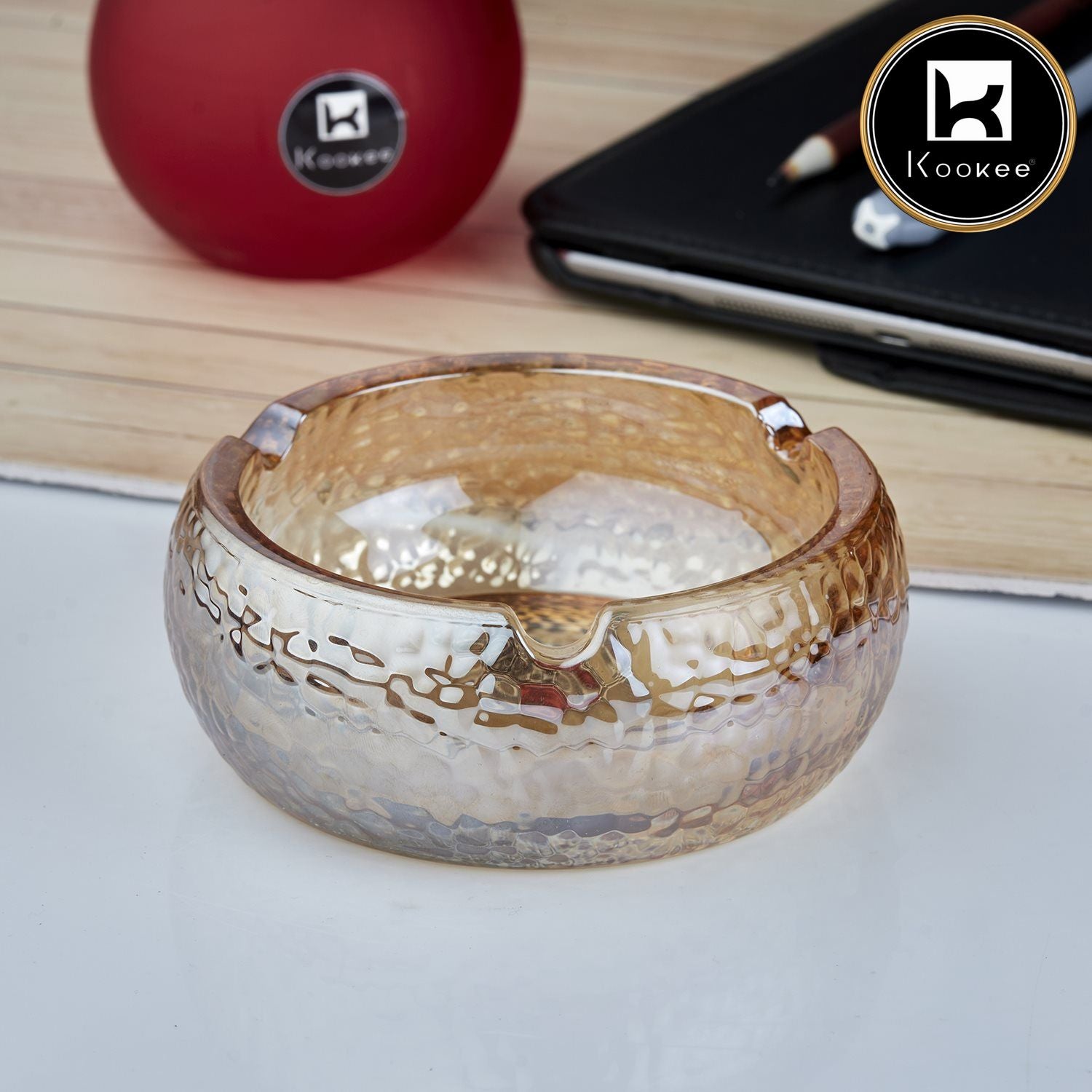 Kookee Glass Ashtrays, Brown, ART10743