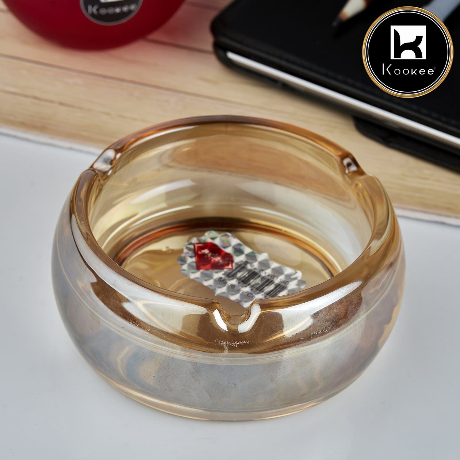 Kookee Glass Ashtrays, Brown, ART10746