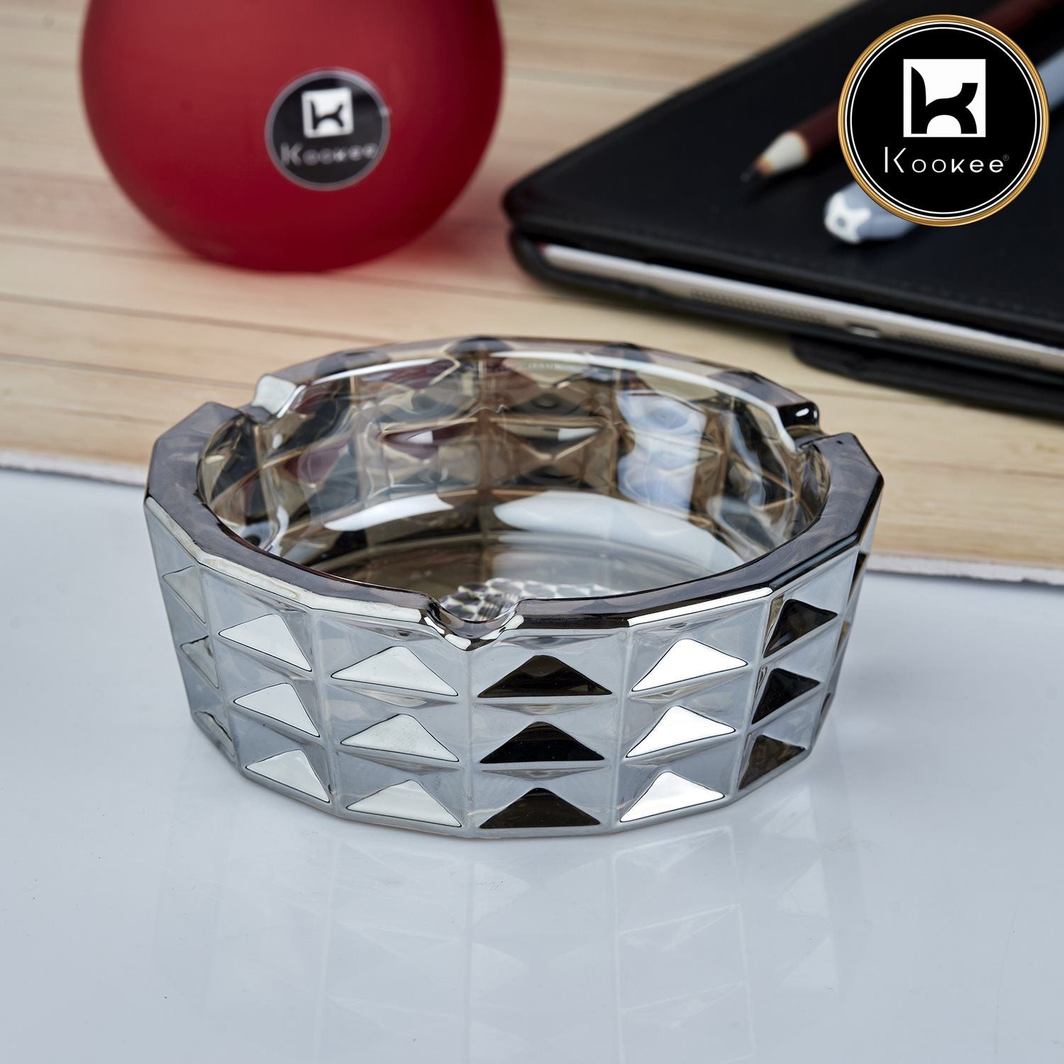 Kookee Glass Ashtrays, Grey, ART10747