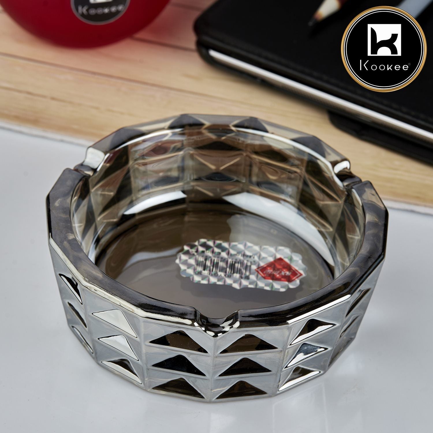 Kookee Glass Ashtrays, Grey, ART10747