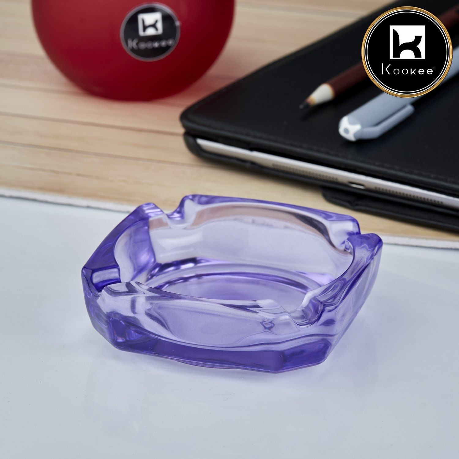 Kookee Glass Ashtrays, Purple, ART10748